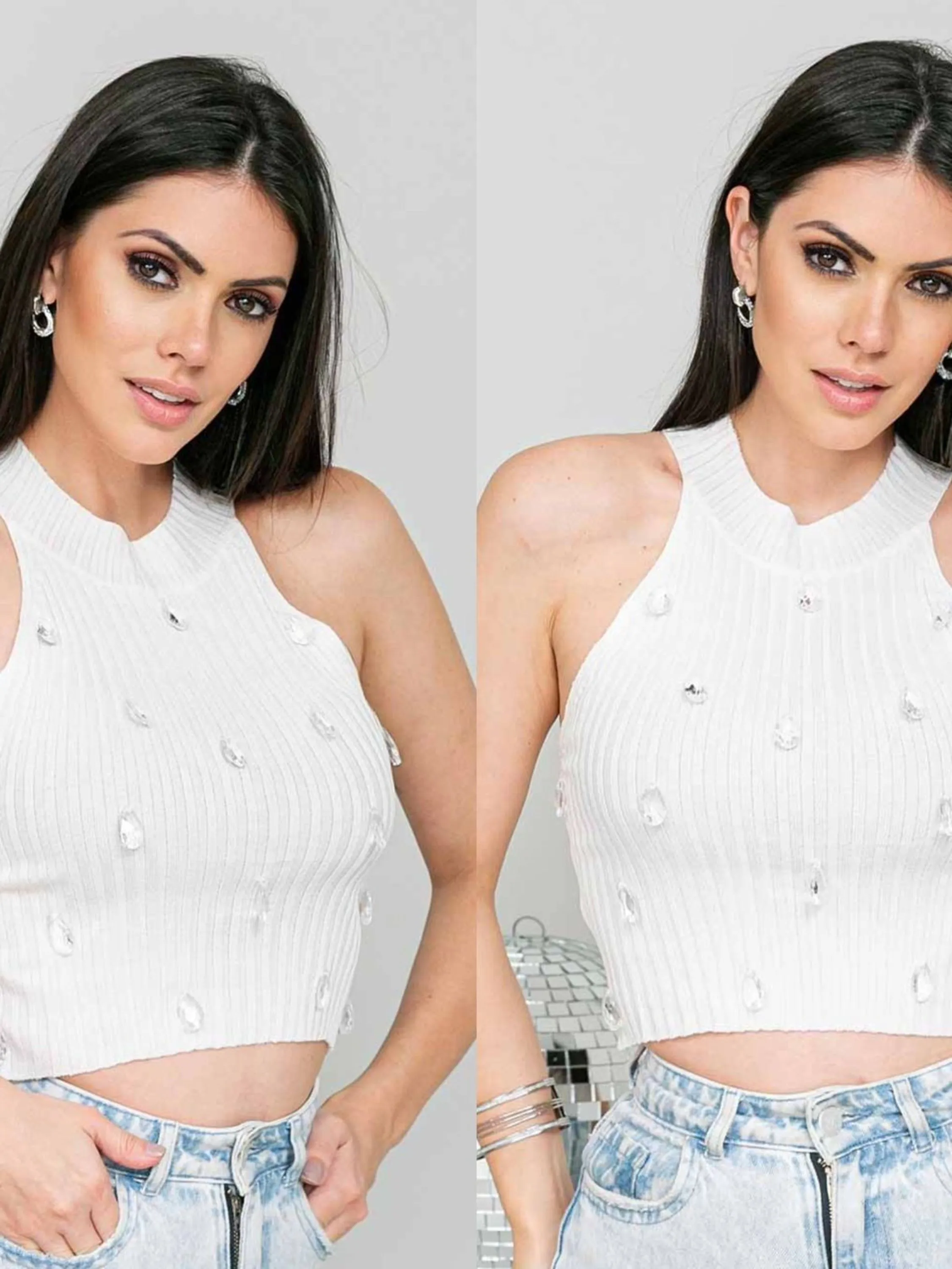 Blusa básica detalhe de Pedras