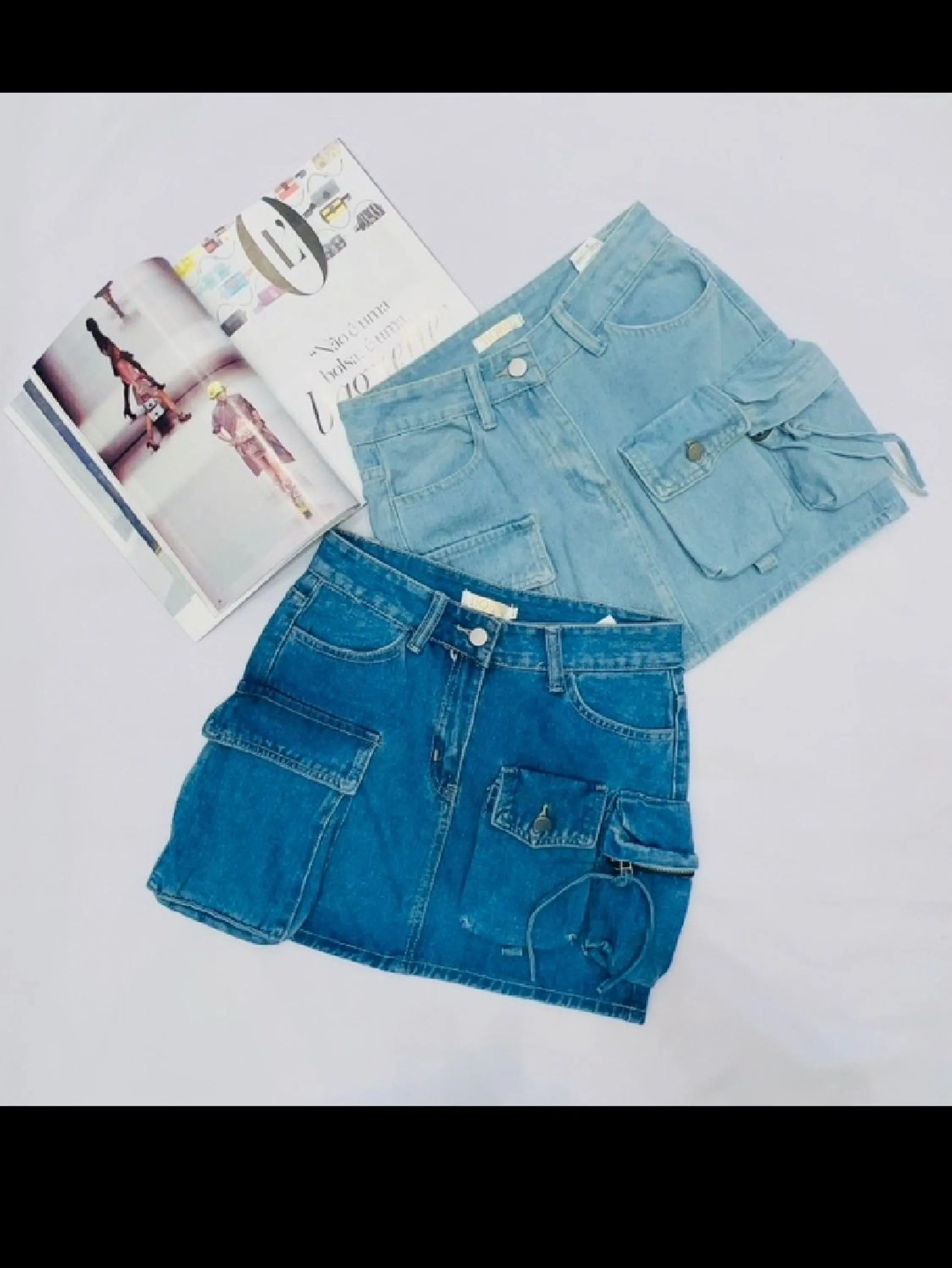 Saia jeans feminina