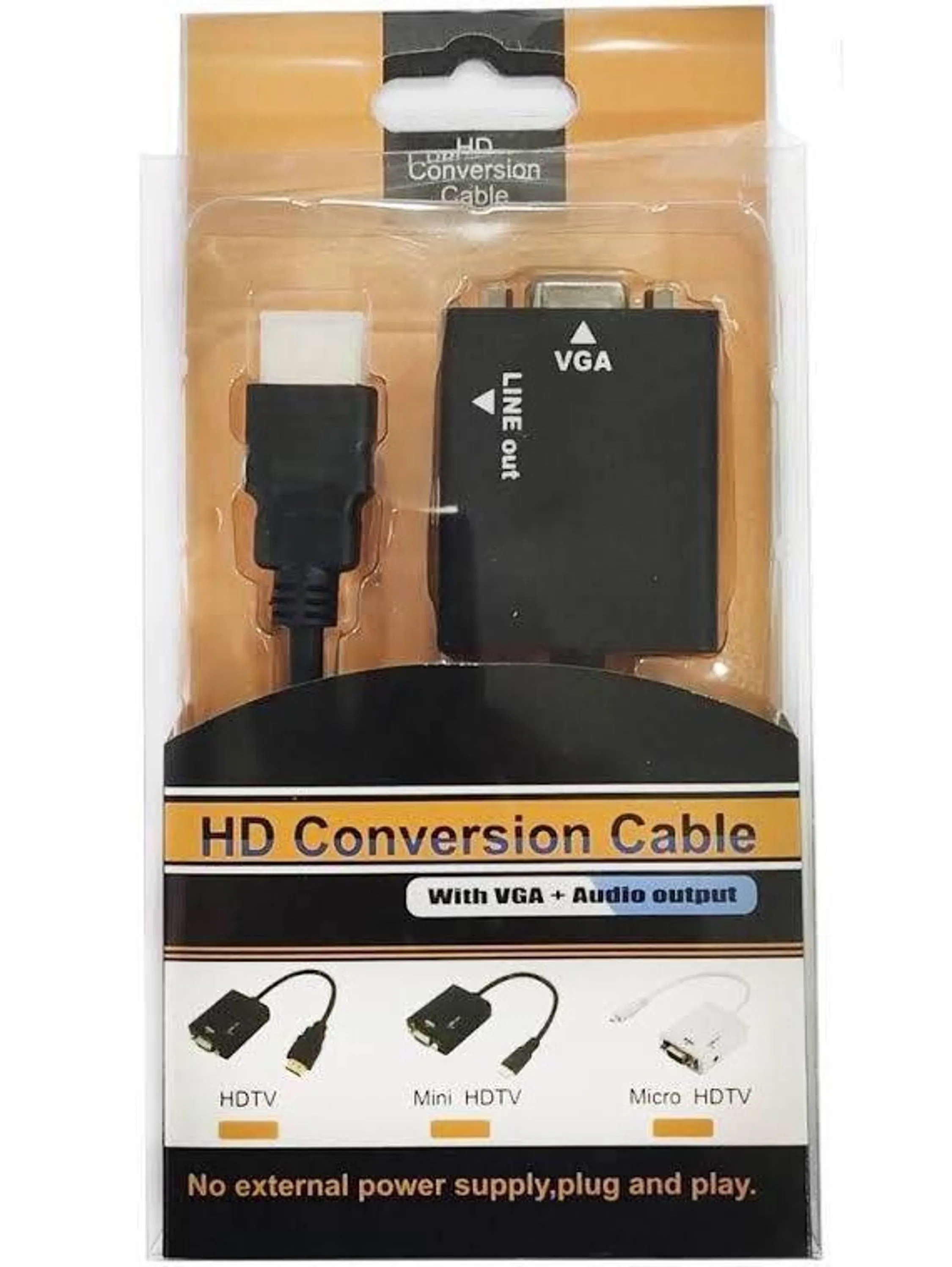 CONVERSOR CABO ADAPTADOR HDMI x VGA com Áudio P2