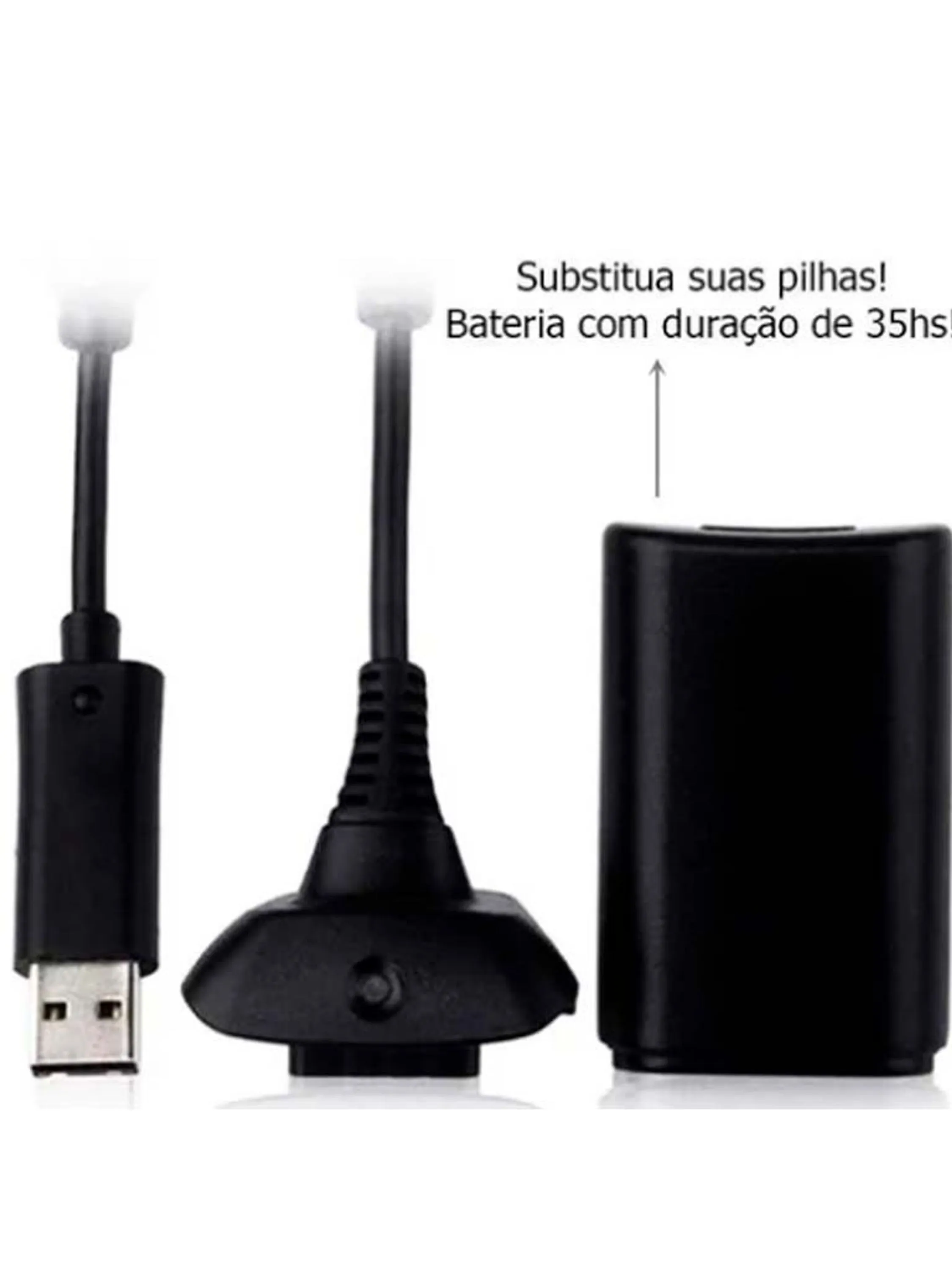 Bateria + Cabo Carregador Controle Xbox 360