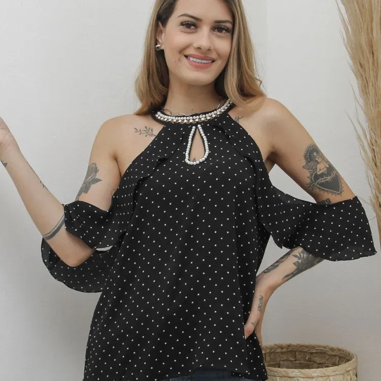 blusa de bolinha manga curta