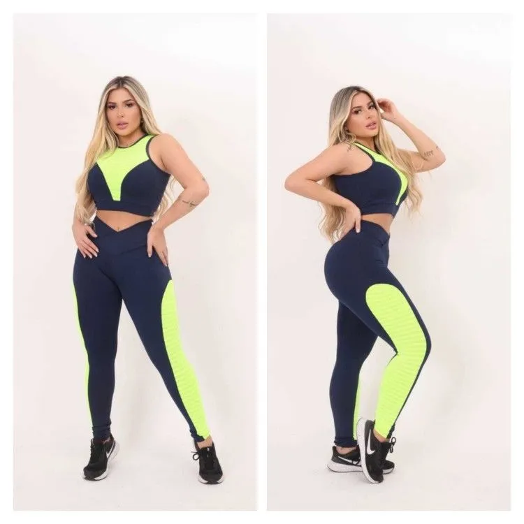 Conjunto legging neon lateral tamanhos P M G cores disponíveis preto com rosa preto com verde vinho com preto valor 65,90