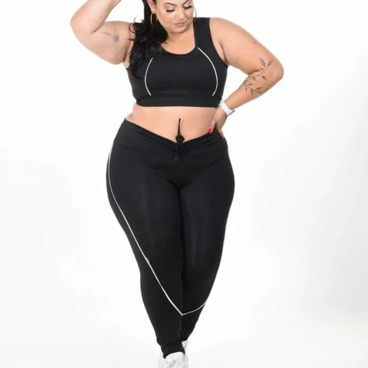 PERFEITO CONJUNTO LEGGING PLUS SIZE VIÉS COM REPUXE