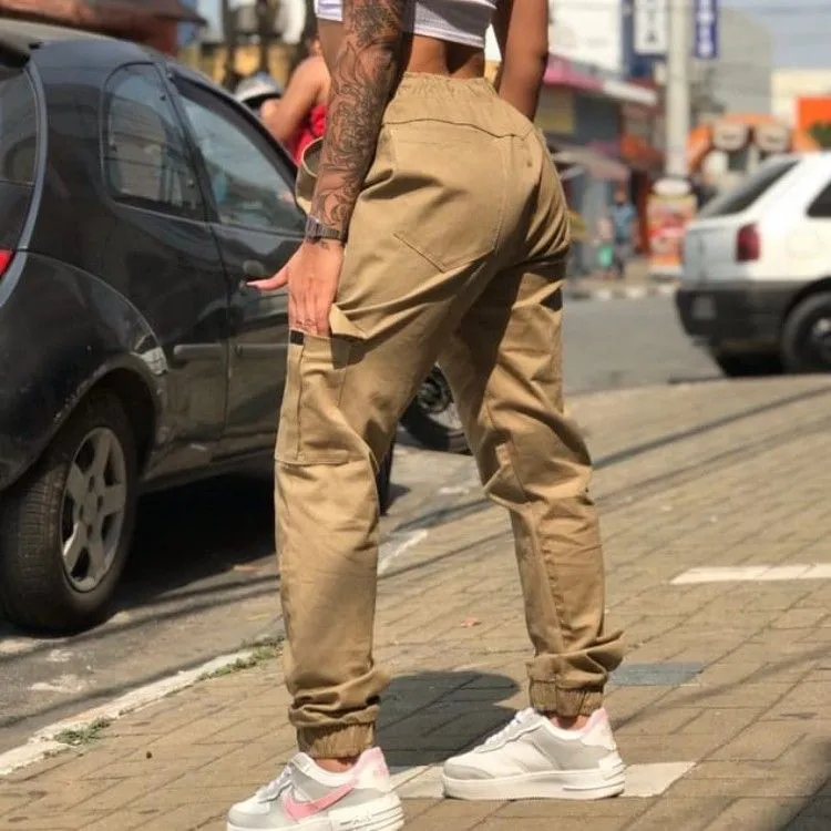 Kit com 6 calça jogger cargo sarja unissex + Frete grátis