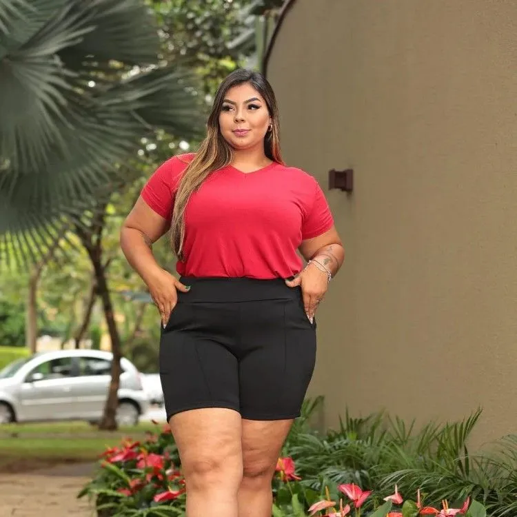 Blusa gola V Plus size