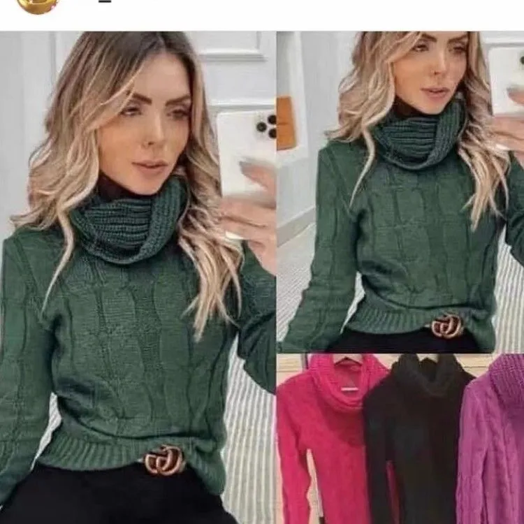 Novo Blusa manga longa com gola altas de inverno de loja Isabella Chen