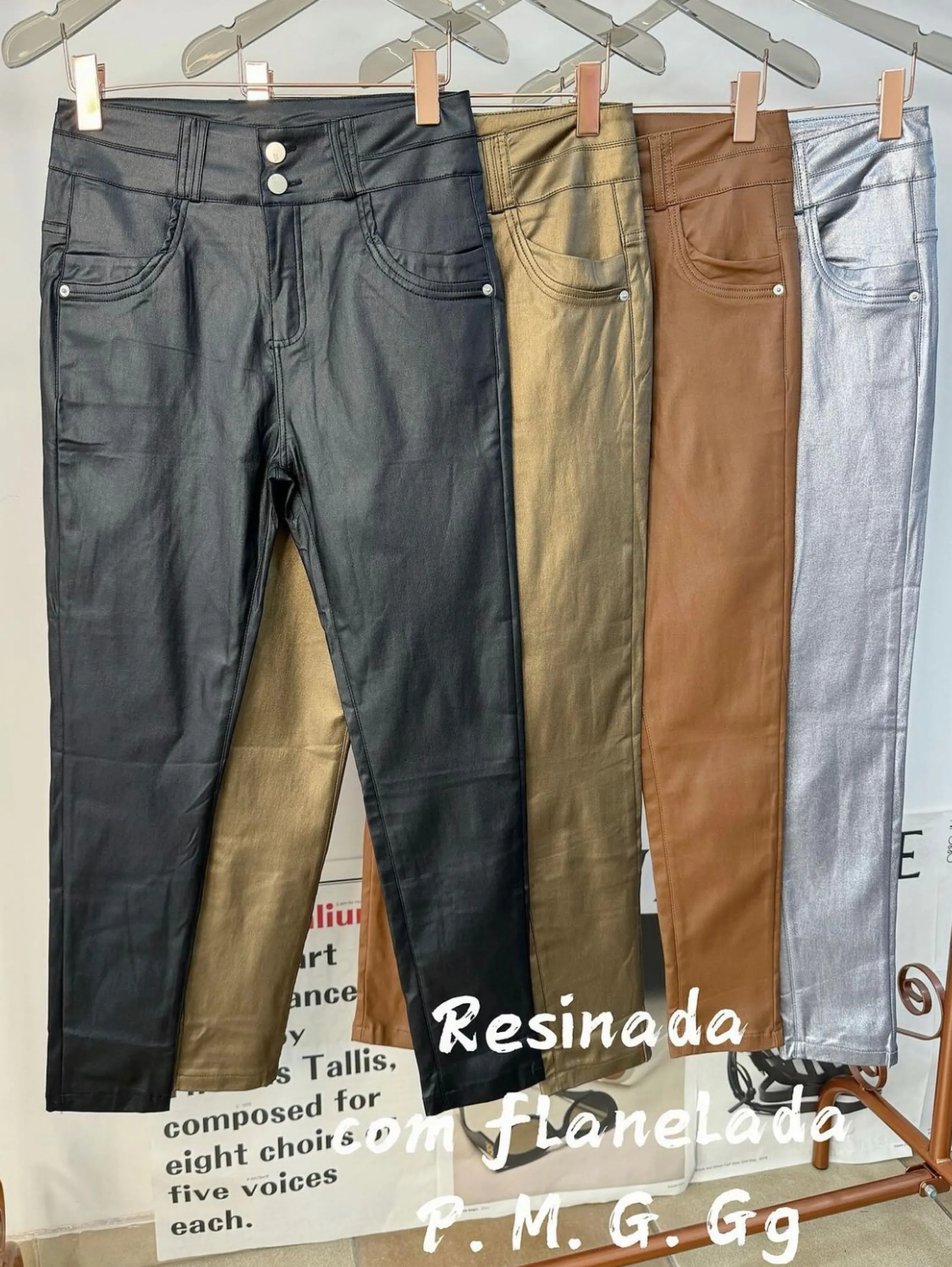 Calça resinada importar Isabella moda