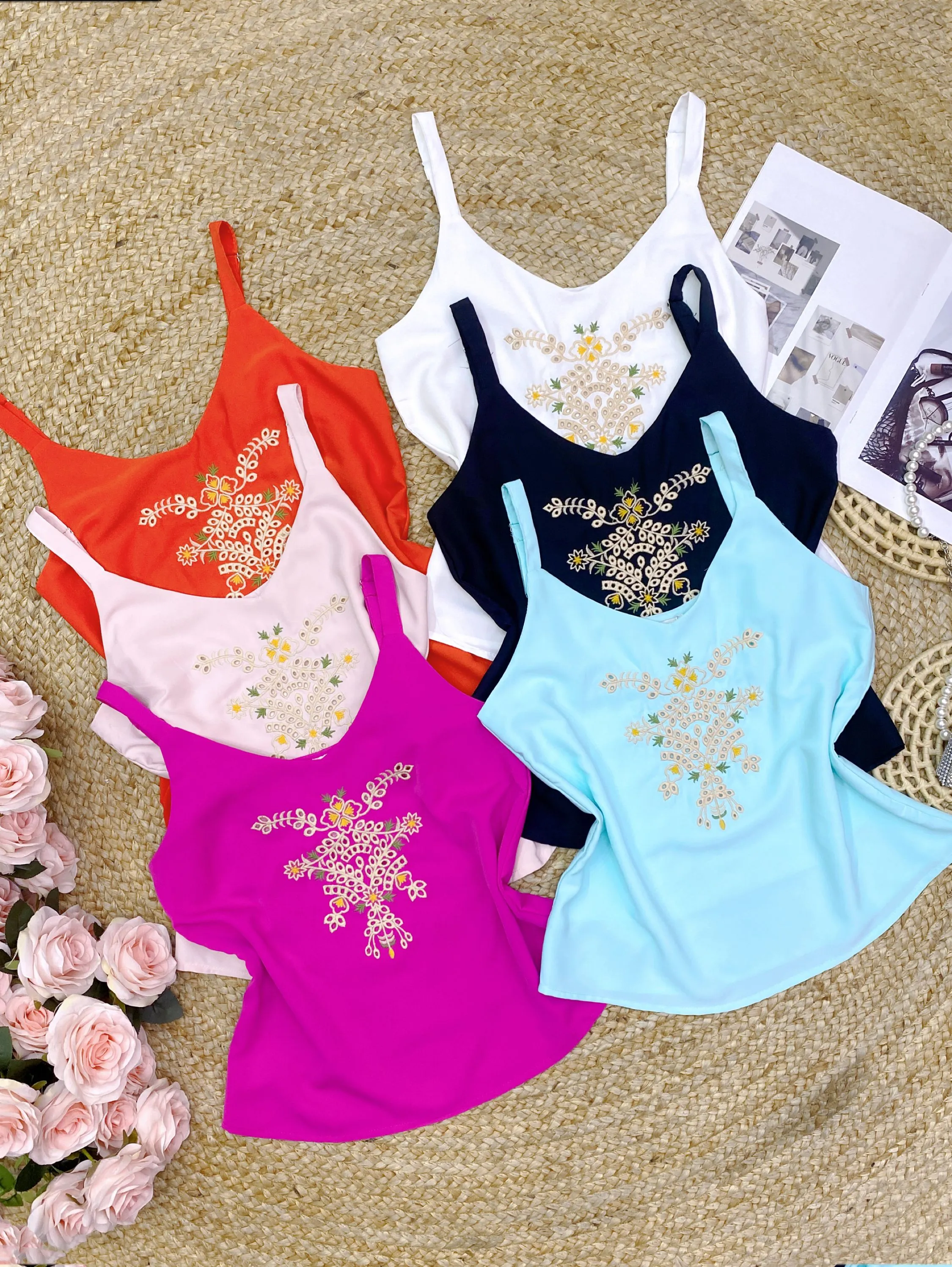 Regata crepe com bordado Isabella moda