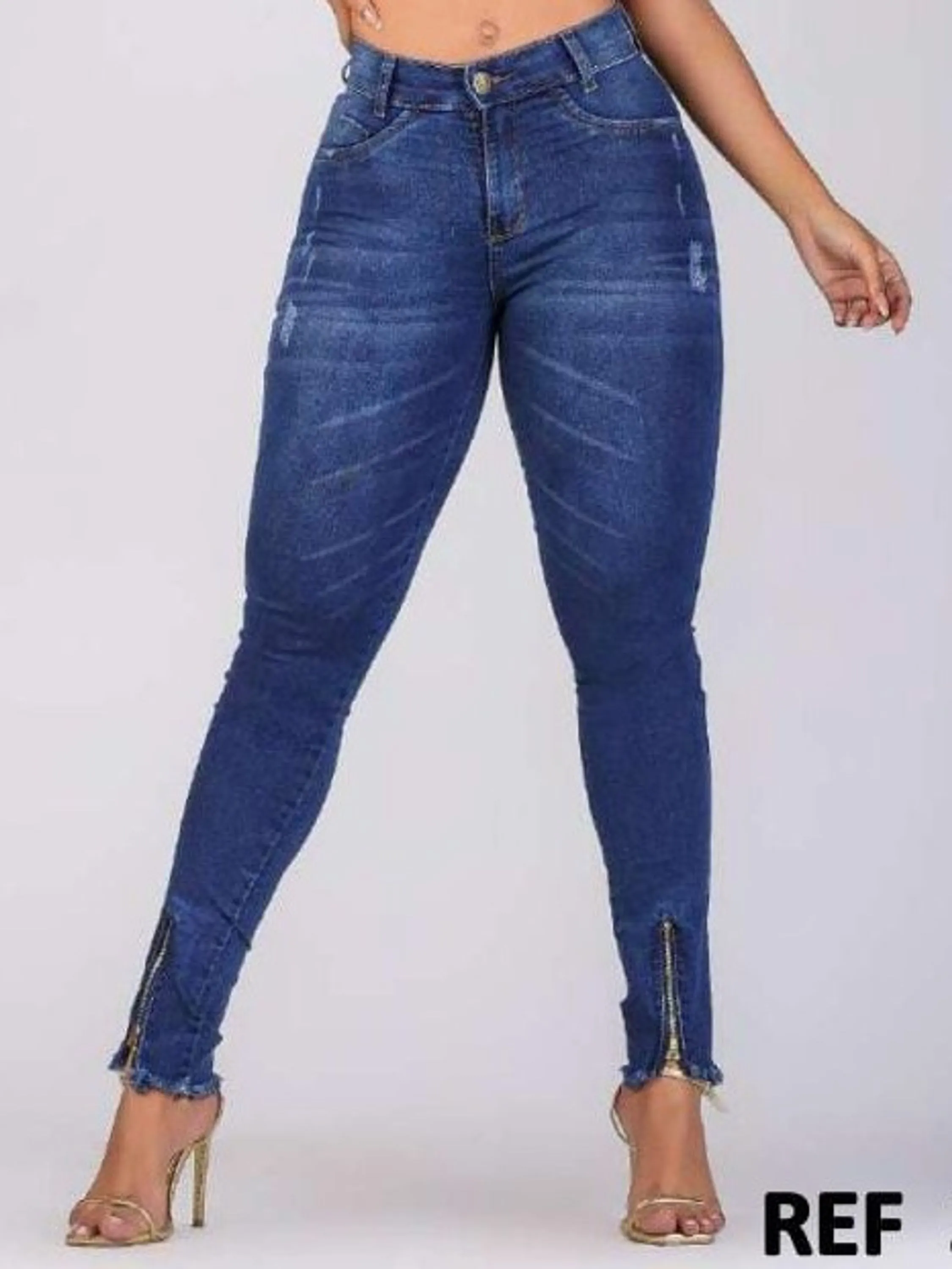 Calça jeans Barra ziper