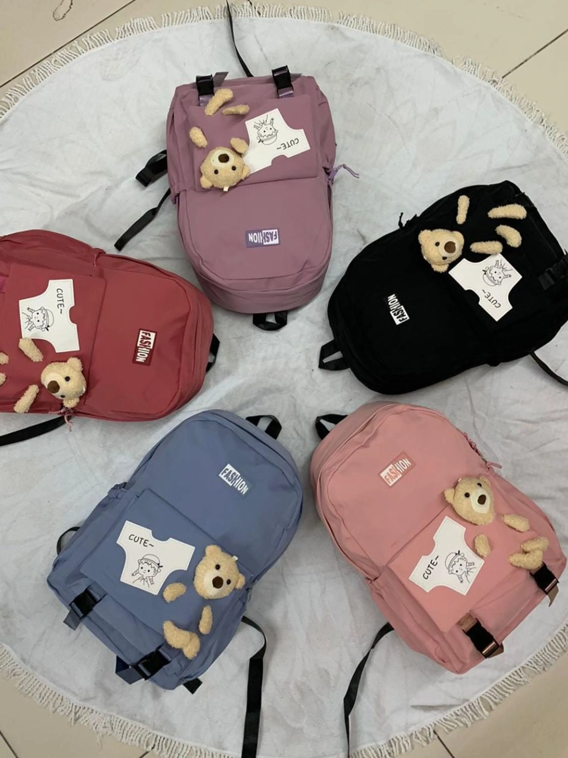 FFO8 PACOTE COM 12 PEÇAS DE MOCHILAS FEMININA/INFANTIL URSO CUTE