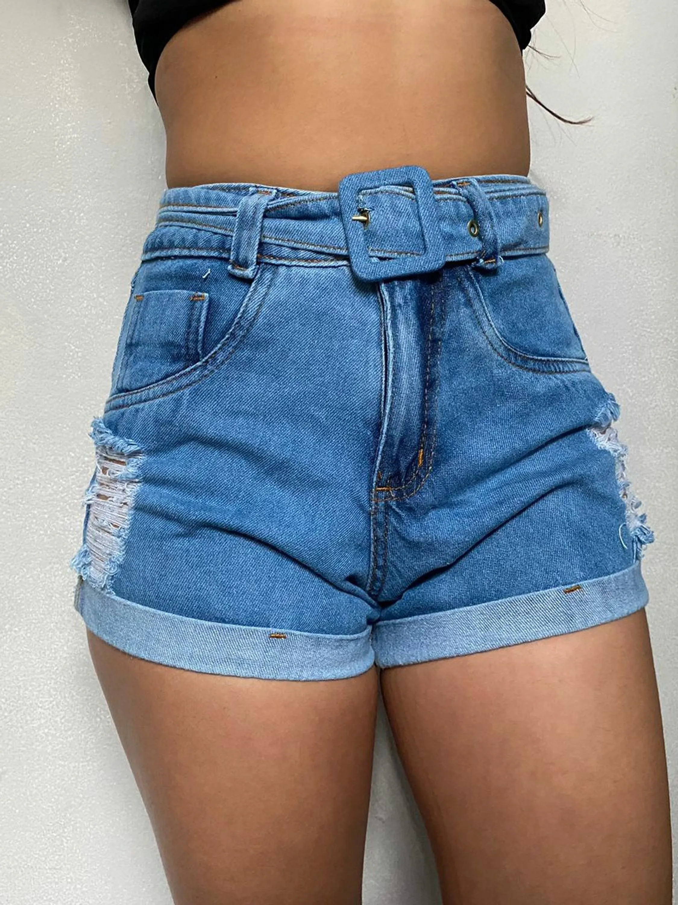 Short jeans sem lycra Barra virada do 34 ao 44