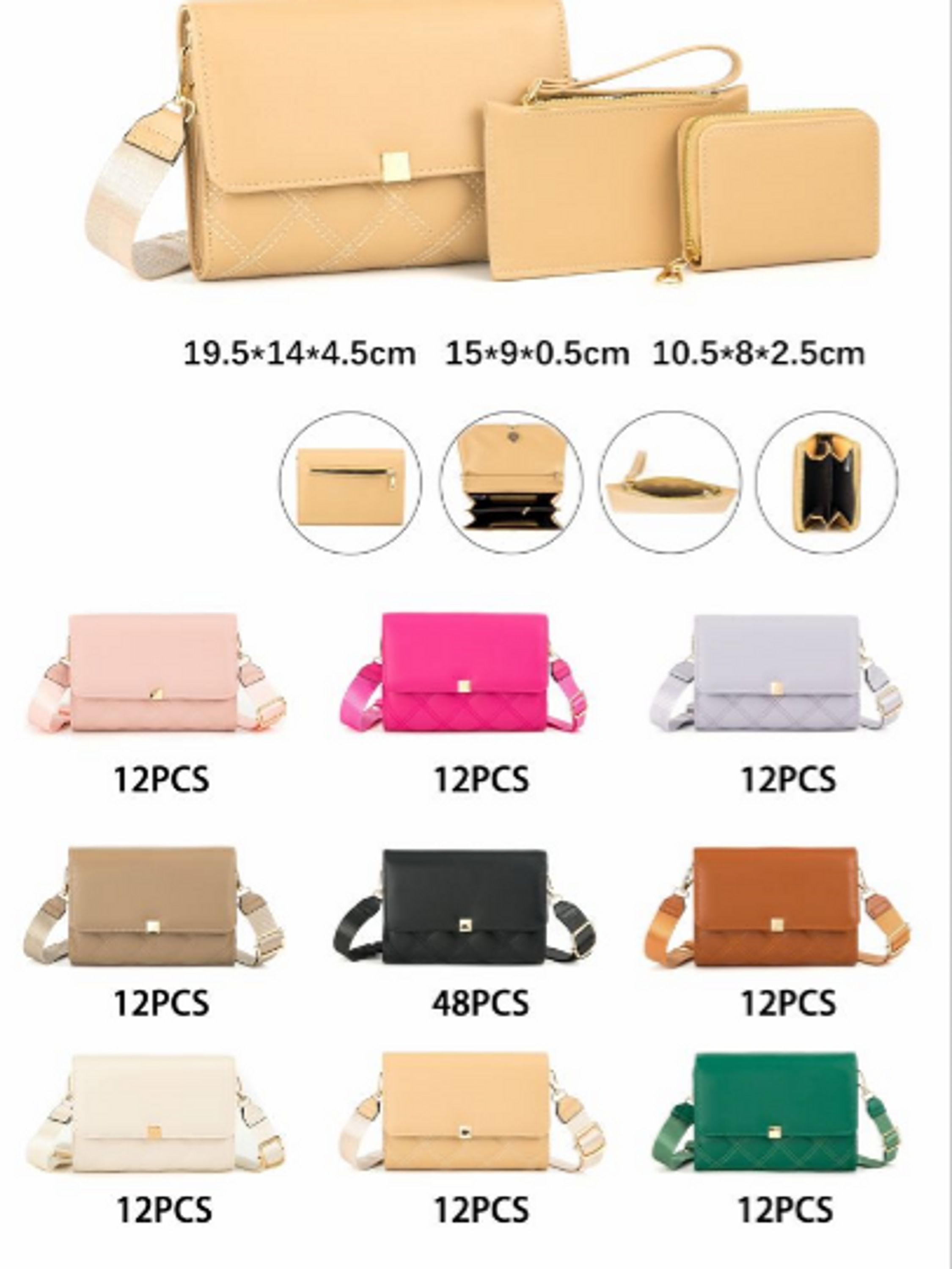 Kit Bolsas Feminina Transversal Pequena + Porta Cartão + Carteira JJ3007