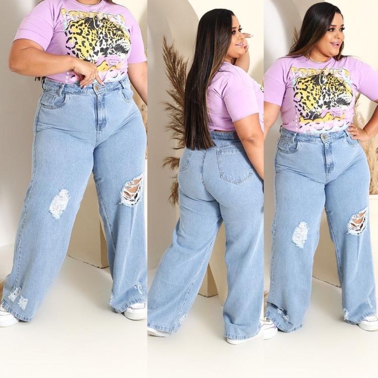 Calça wide lege plus size - Jeans Brás | ZAX