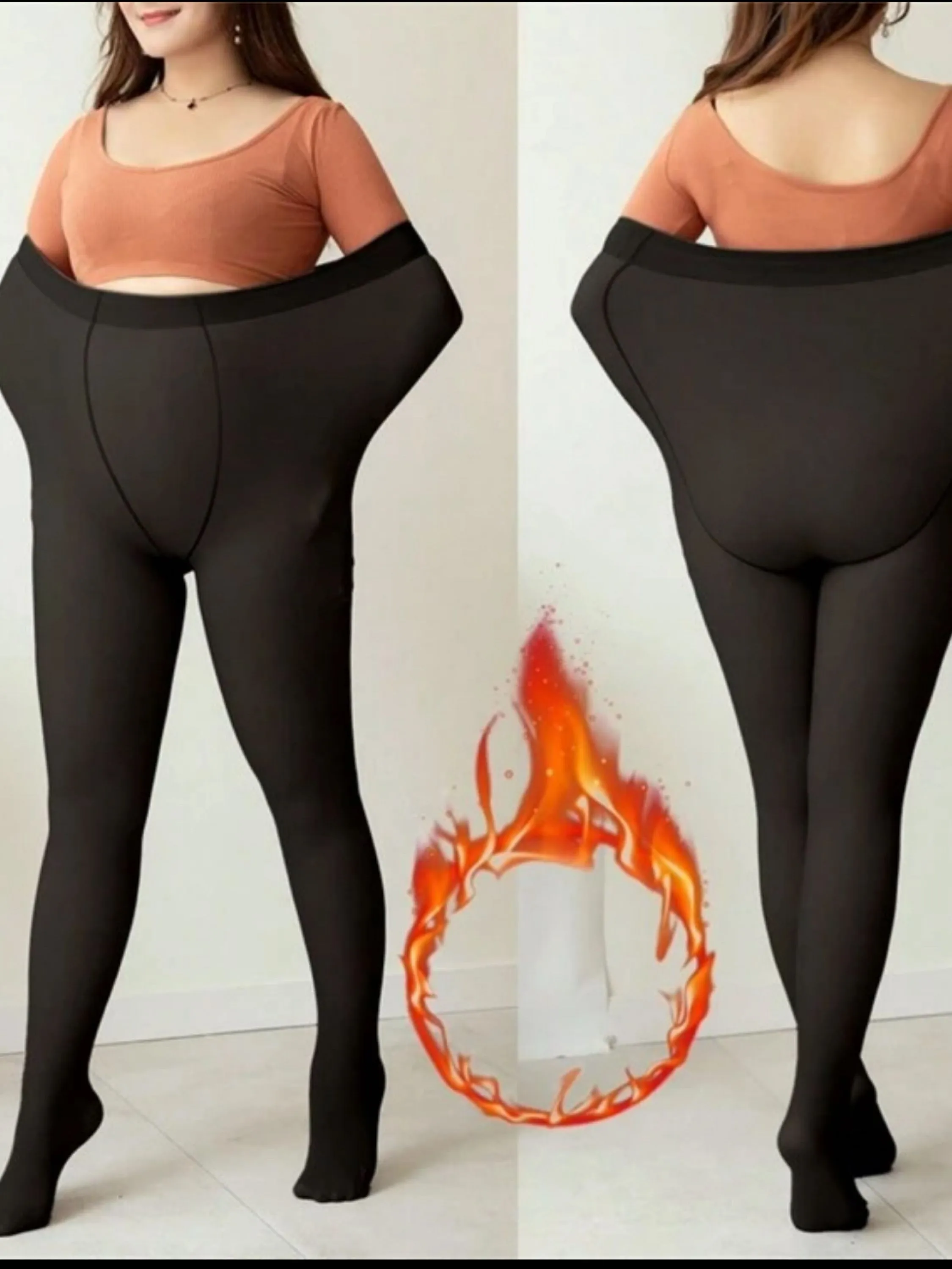 Meia-Calça Térmica Forrada Peluciada Translúcida UNICO de Lã Legging Grossa Inverno Quente Feminina