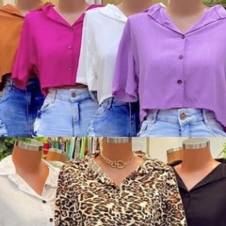 Cropped com botões cropped viscolinho