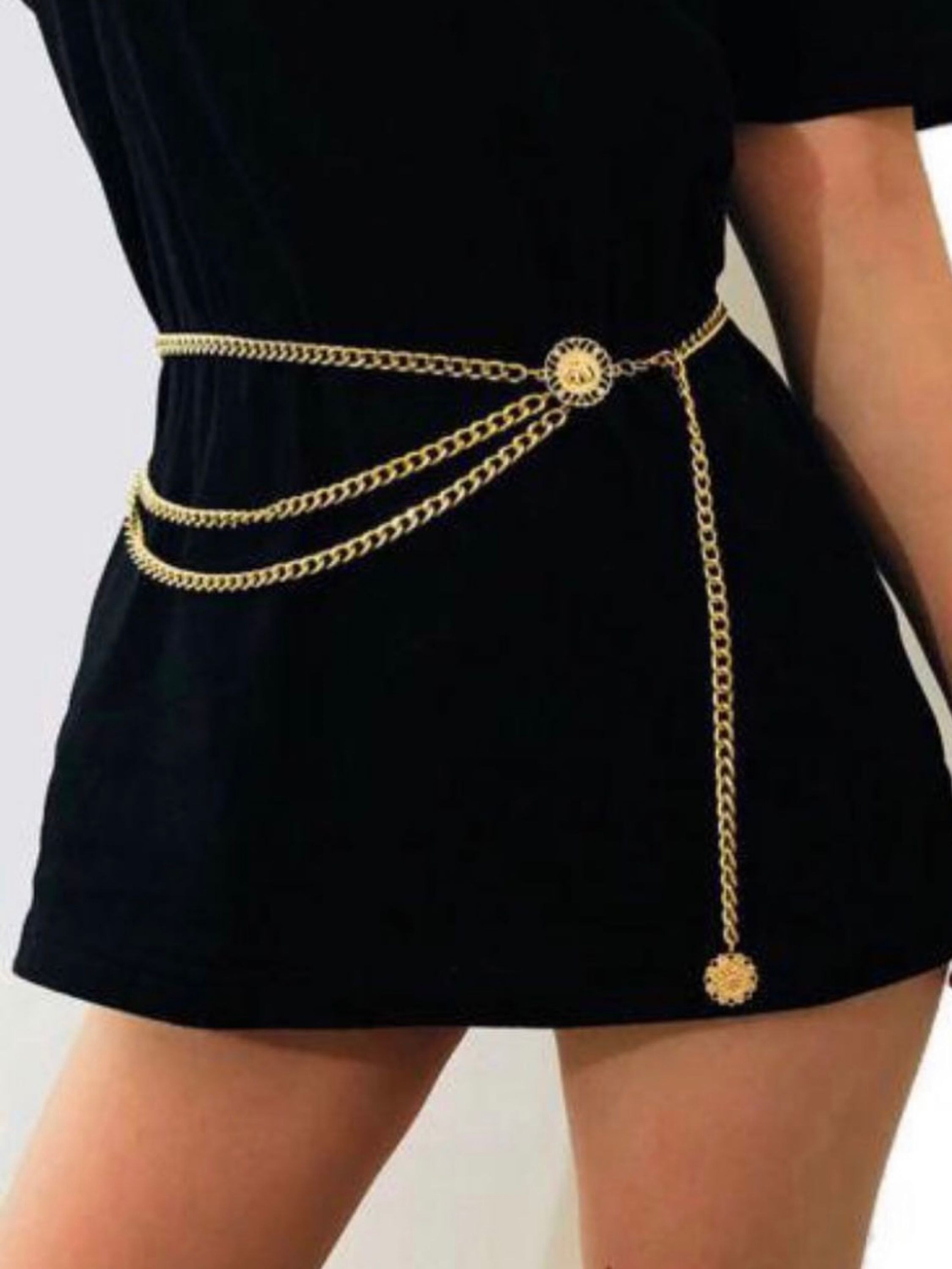 Cinto de corrente de metal CM2 cor dourado modo importado