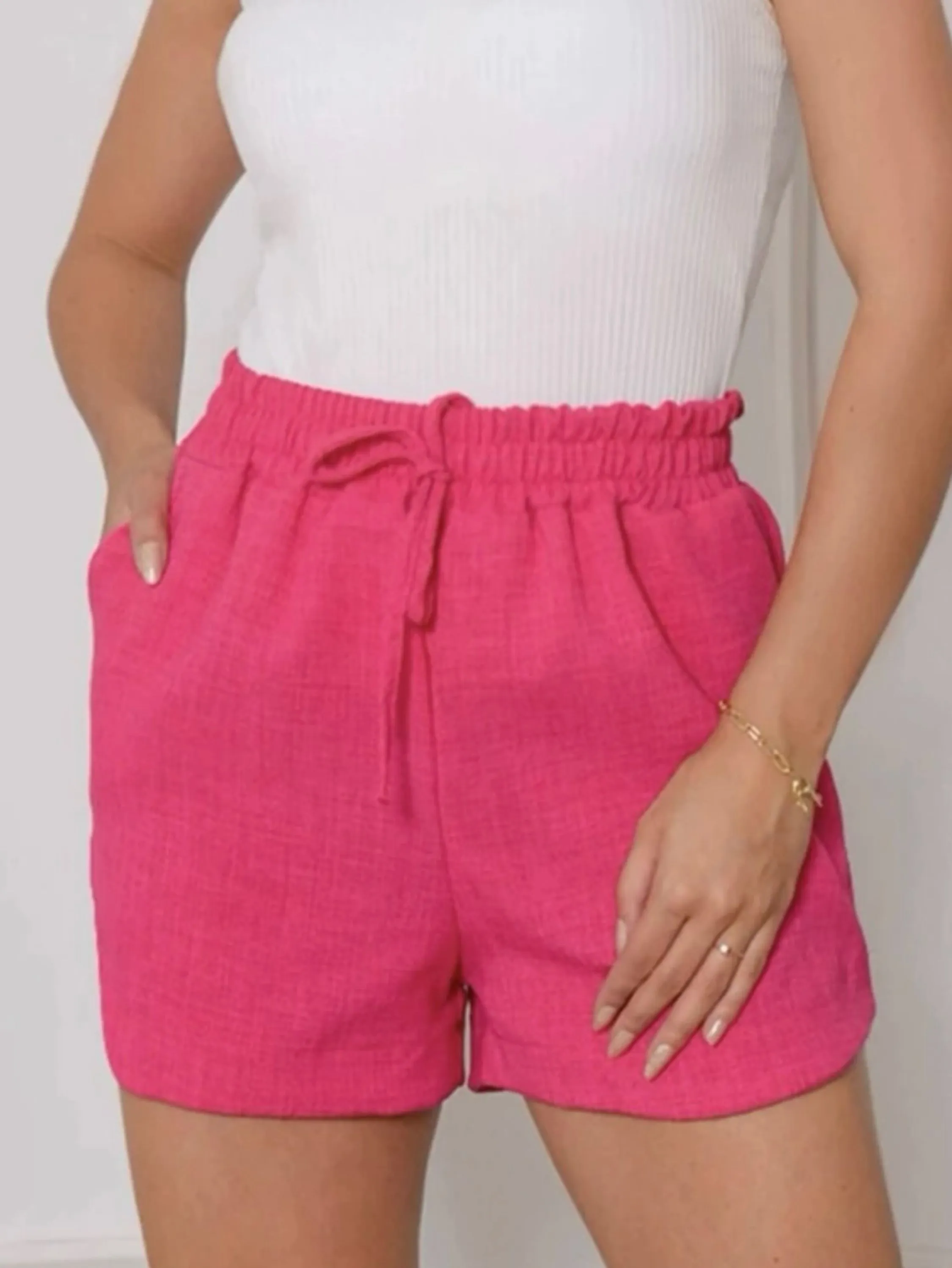 Short feminino de linho com bolso 021