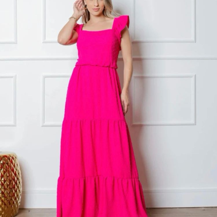 Vestido longo elastex de duna pipoca com bojo