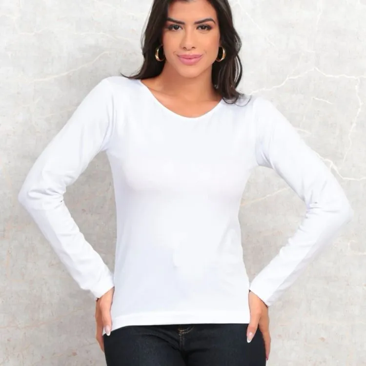 Blusa térmica peluciada feminina manga longa