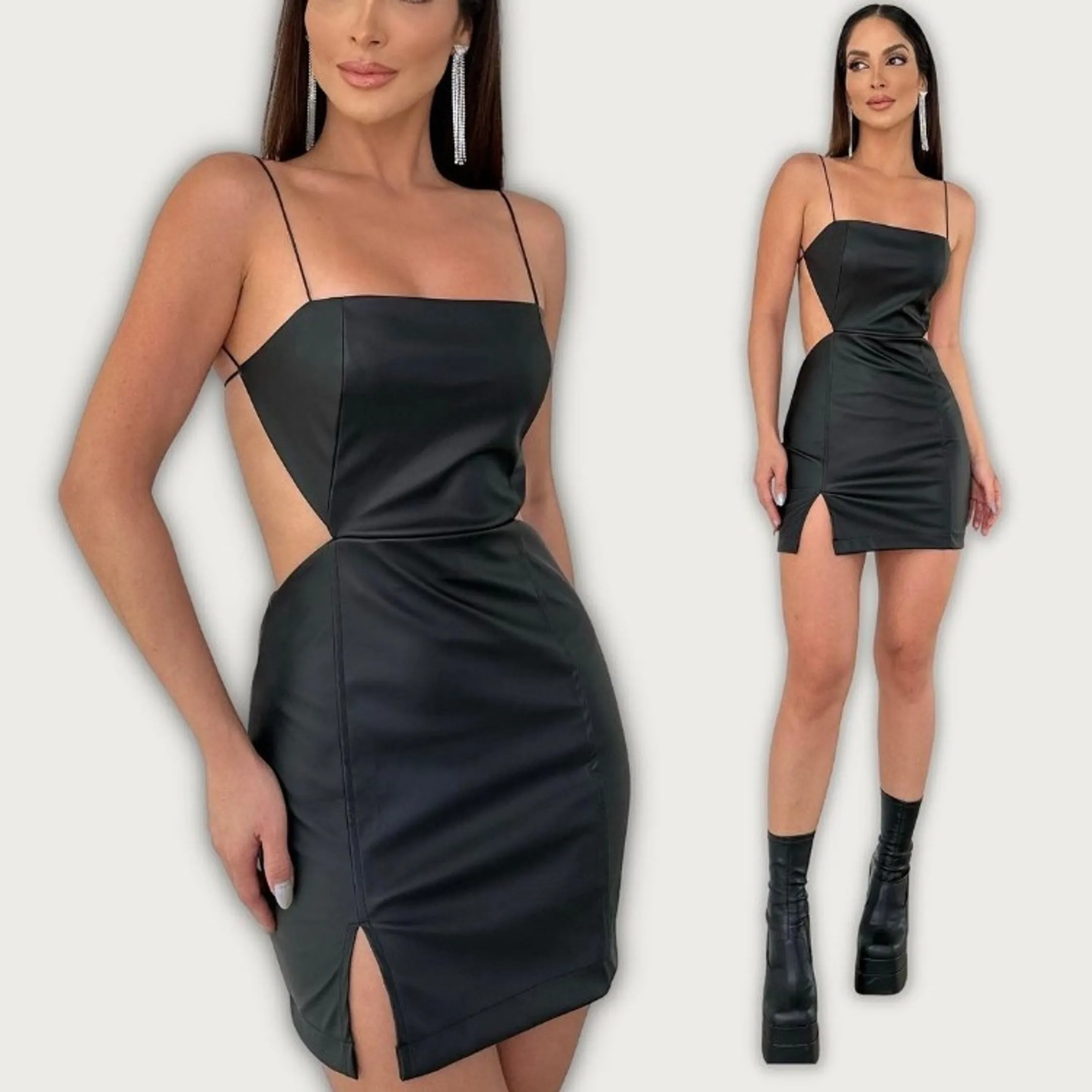 Vestido Luana couro fake