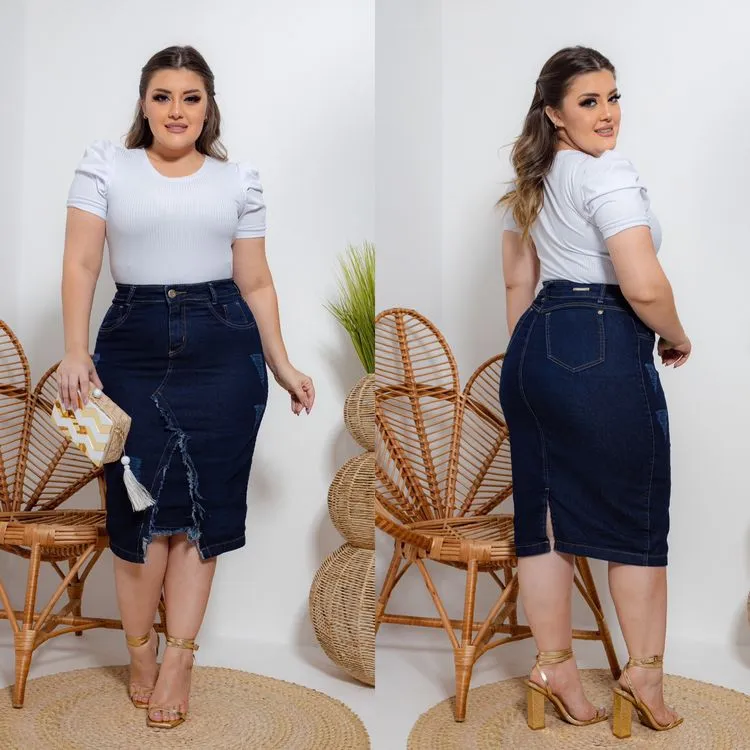 Saia Jeans Midi