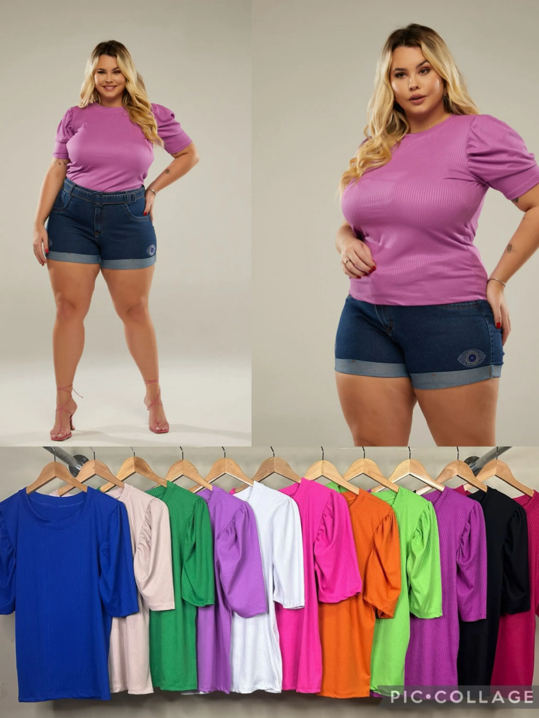 Blusa manga princesa plus size