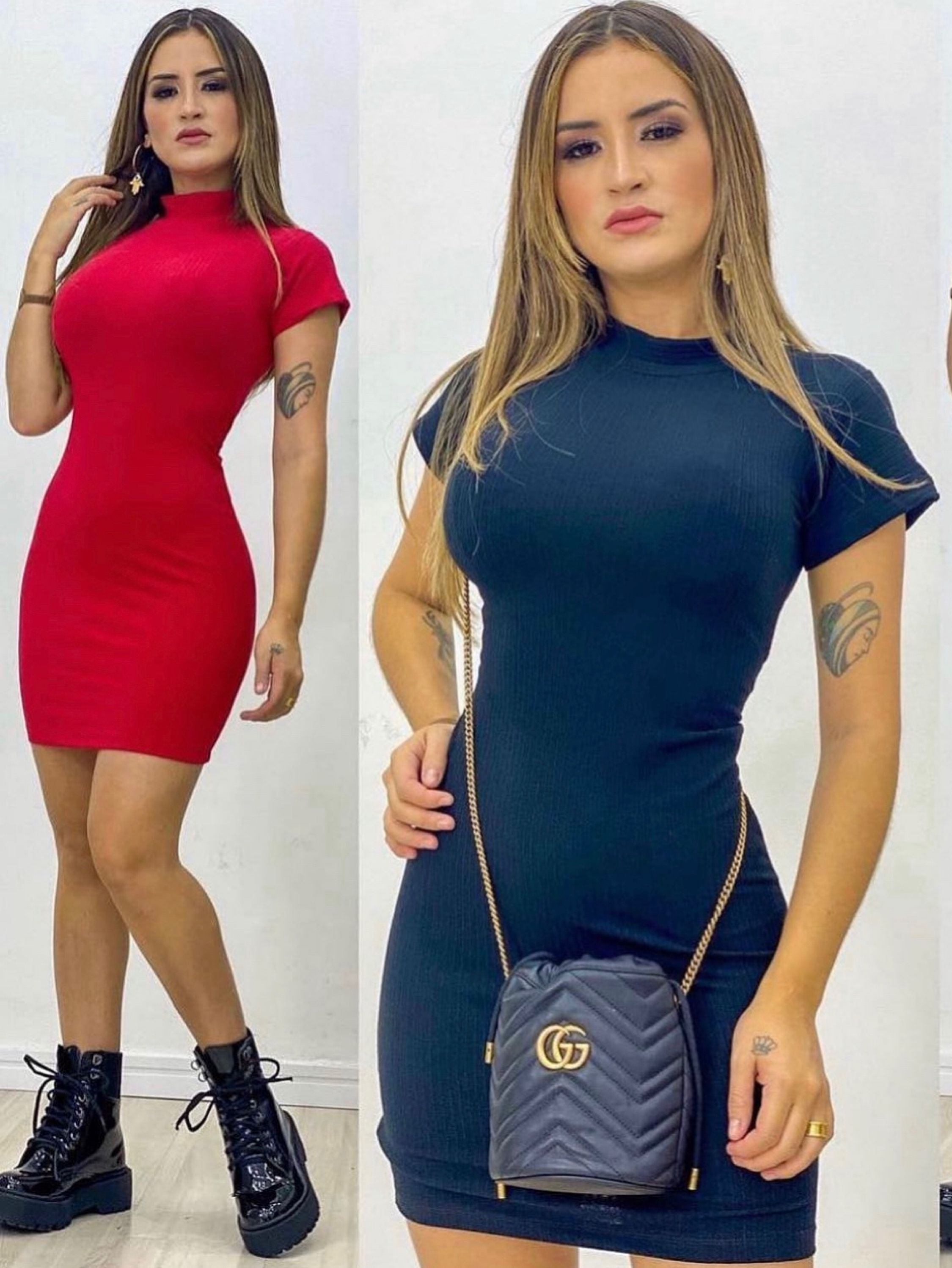 Vestido gola curto