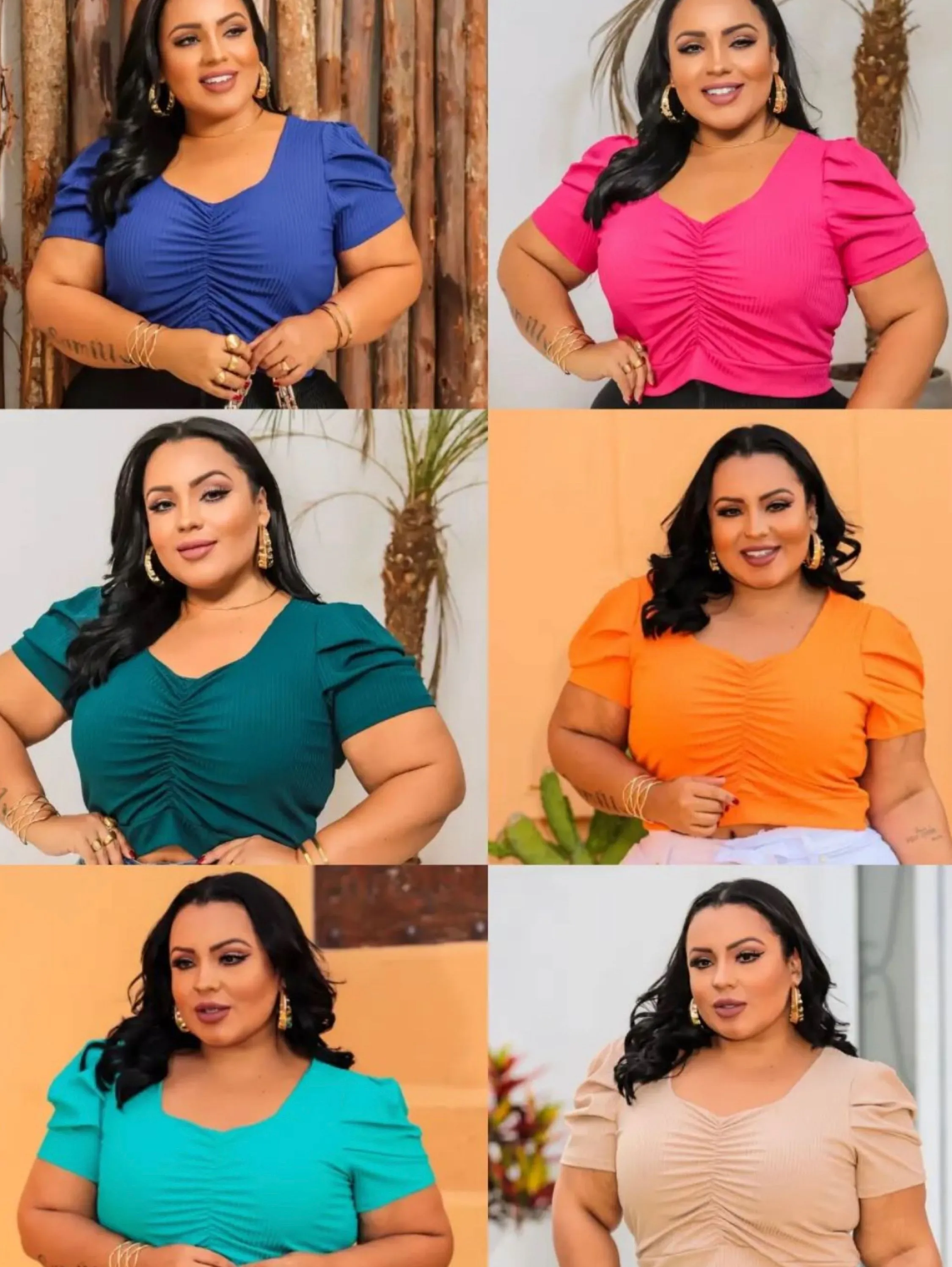 Cropped franzido plus size