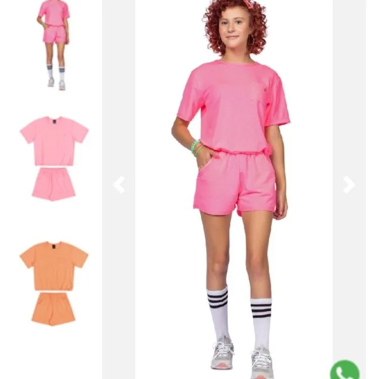 Conjunto Infantil/Juvenil Verão Menina Neon