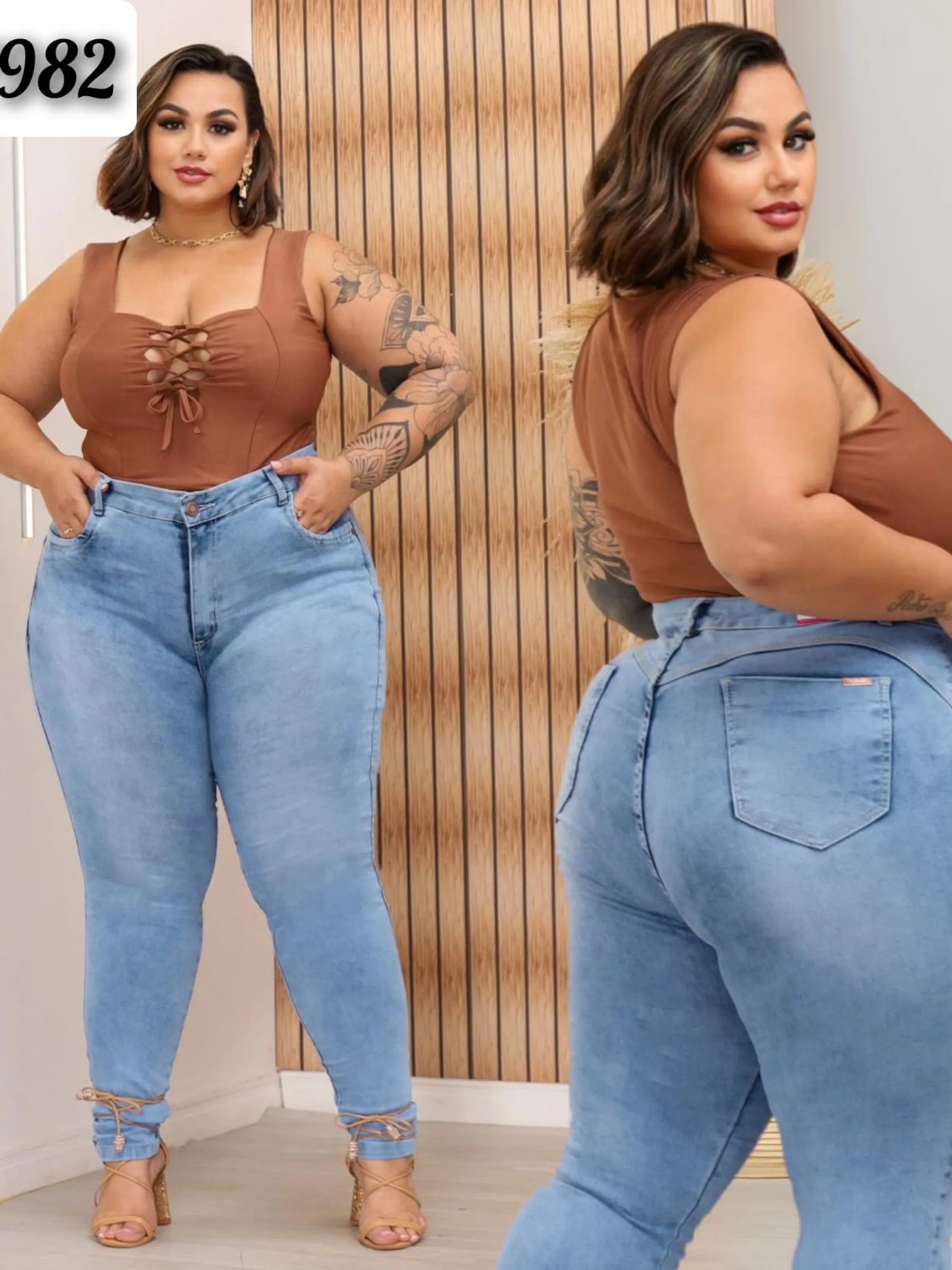 Calça Skinny Plus Size Clara Cintura Alta