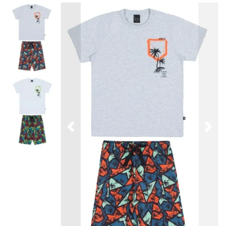 Conjunto Infantil/Juvenil Verão Menino Shorts tactel