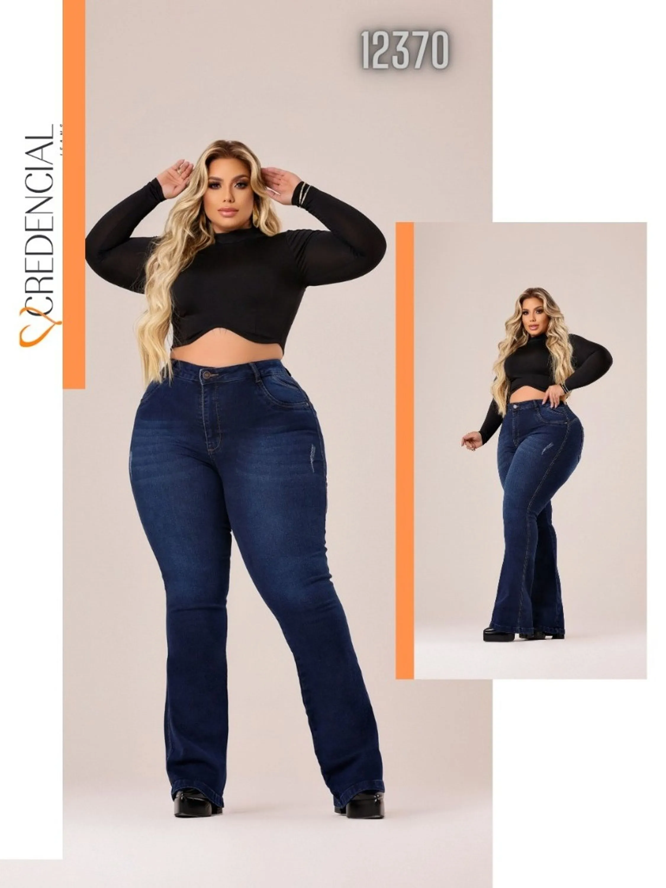 Calça Flare Plus Size Escura Cintura Alta