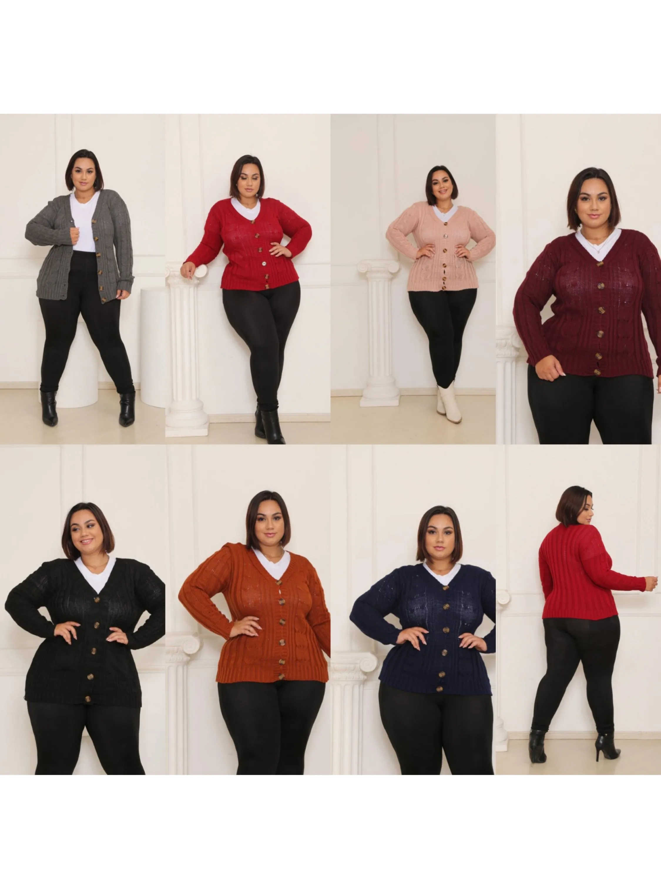 Plus size casaco com botão