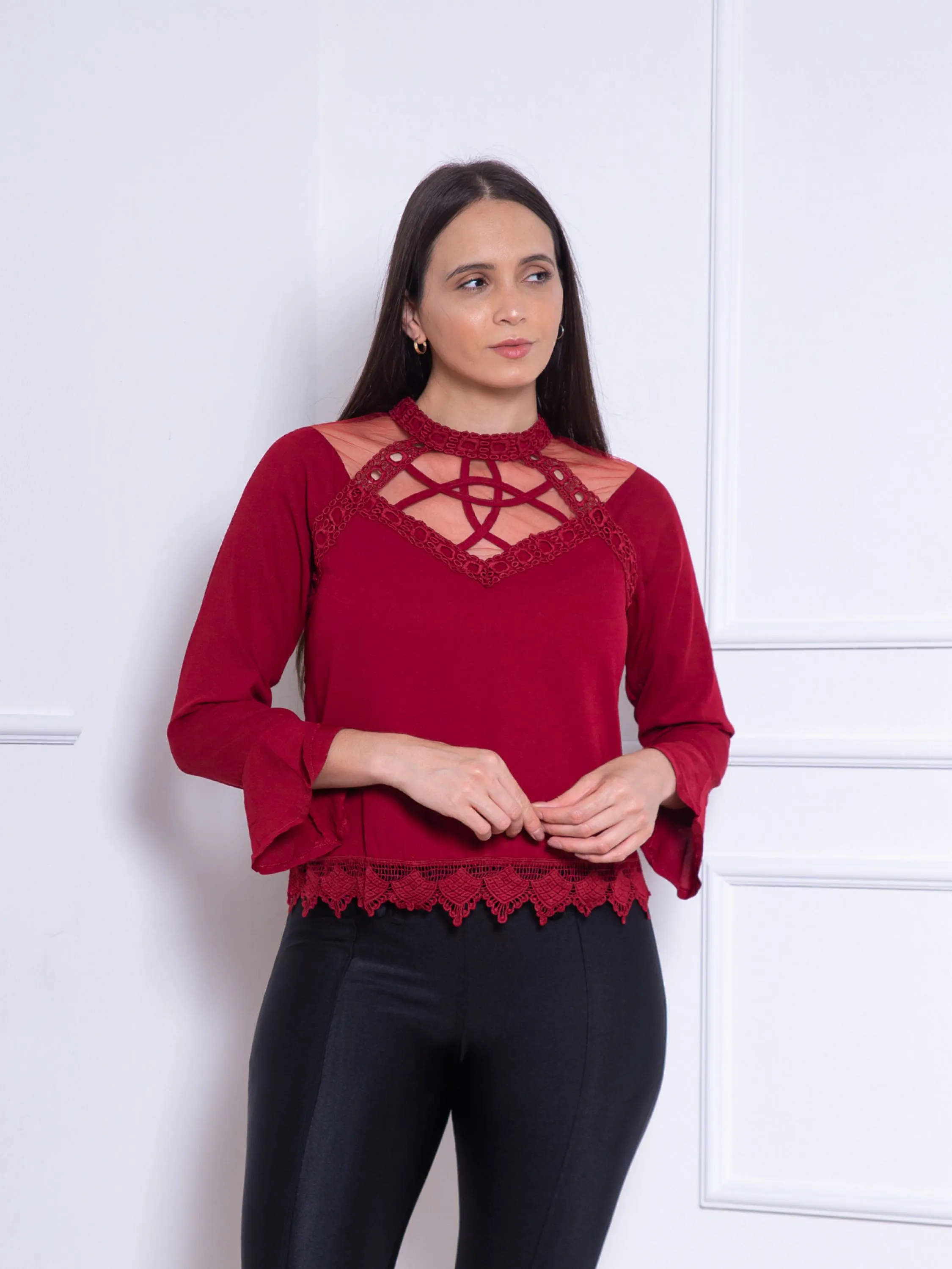 Blusa femenina manga longa