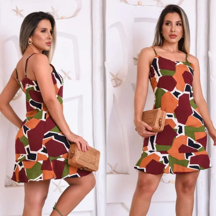 Vestido alça curto na viscose