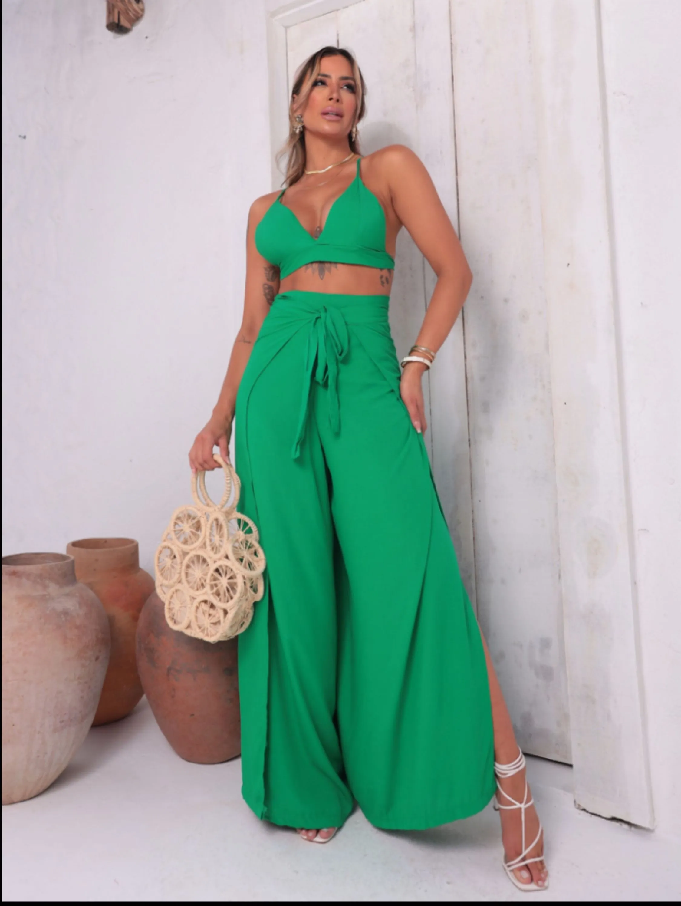 Conjunto Marbella Pantalona Envelope + Cropped