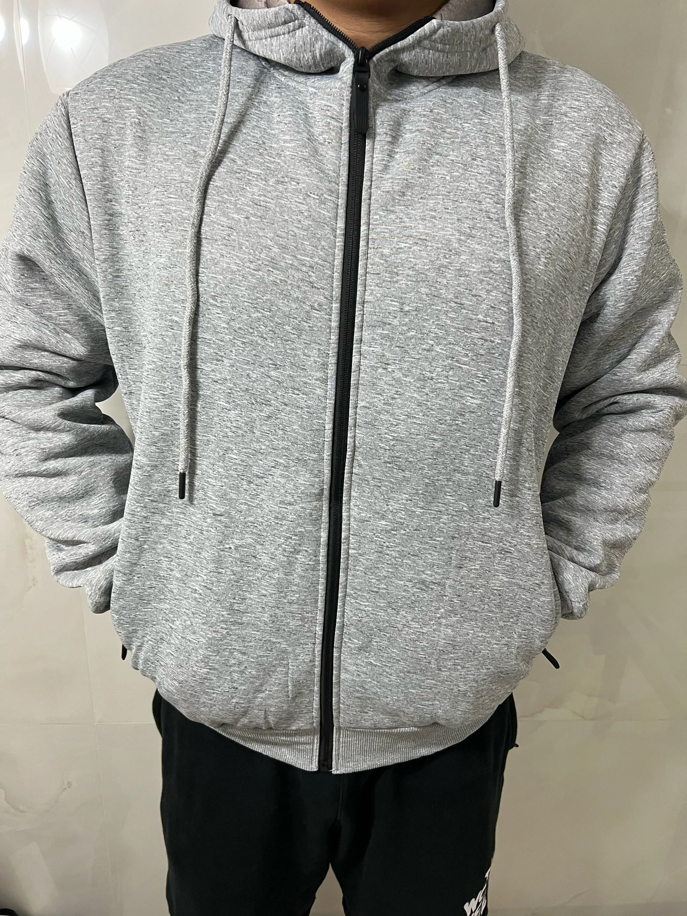 Blusa de frio masculino com zíper com pelo