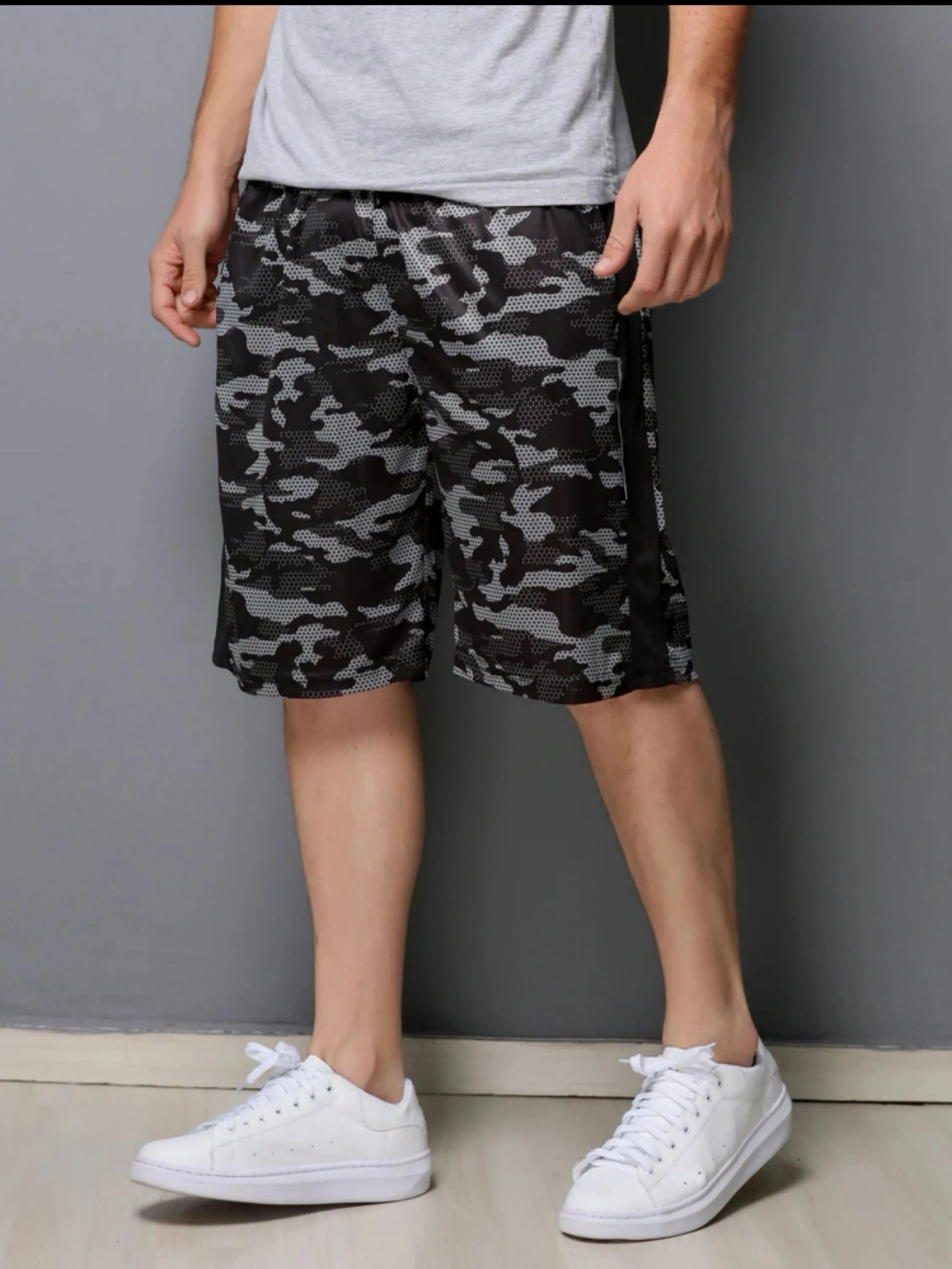 Short masculino camuflado refletive esporte casual063