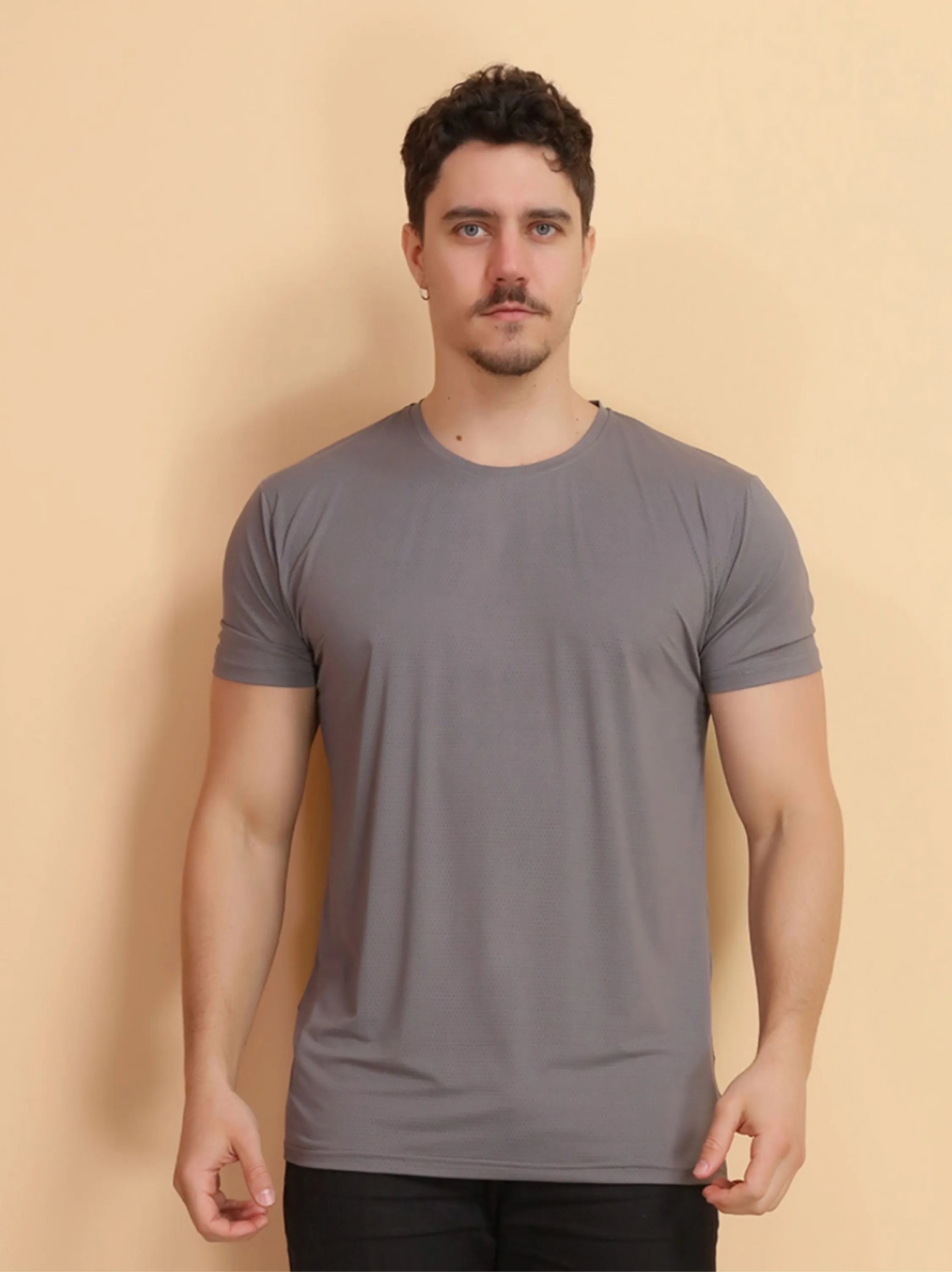 Camiseta masculino manga curta malha fina com elastano pra verão Sport