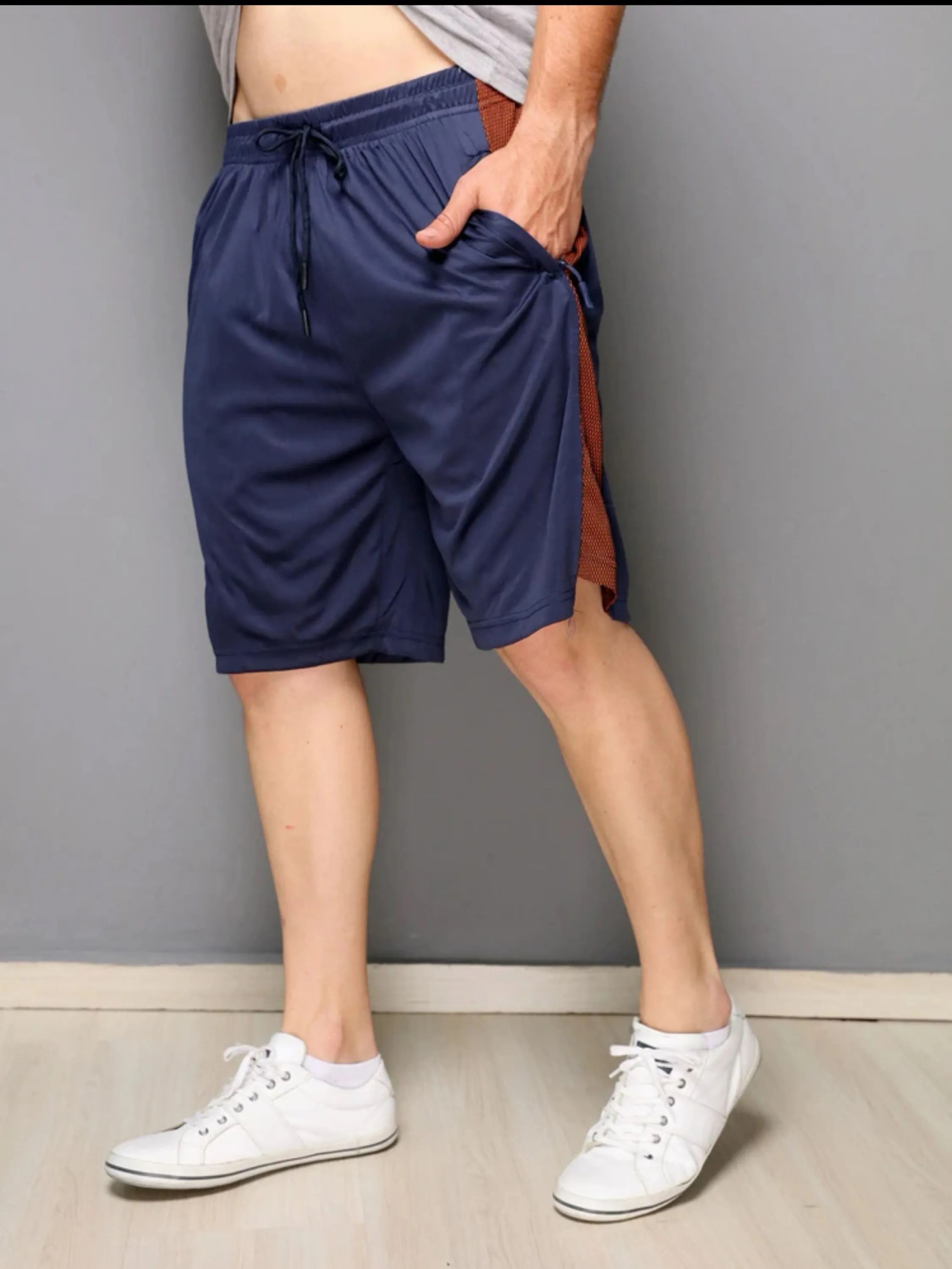 Short masculino importado esportivo cademia bolso com zíper 058