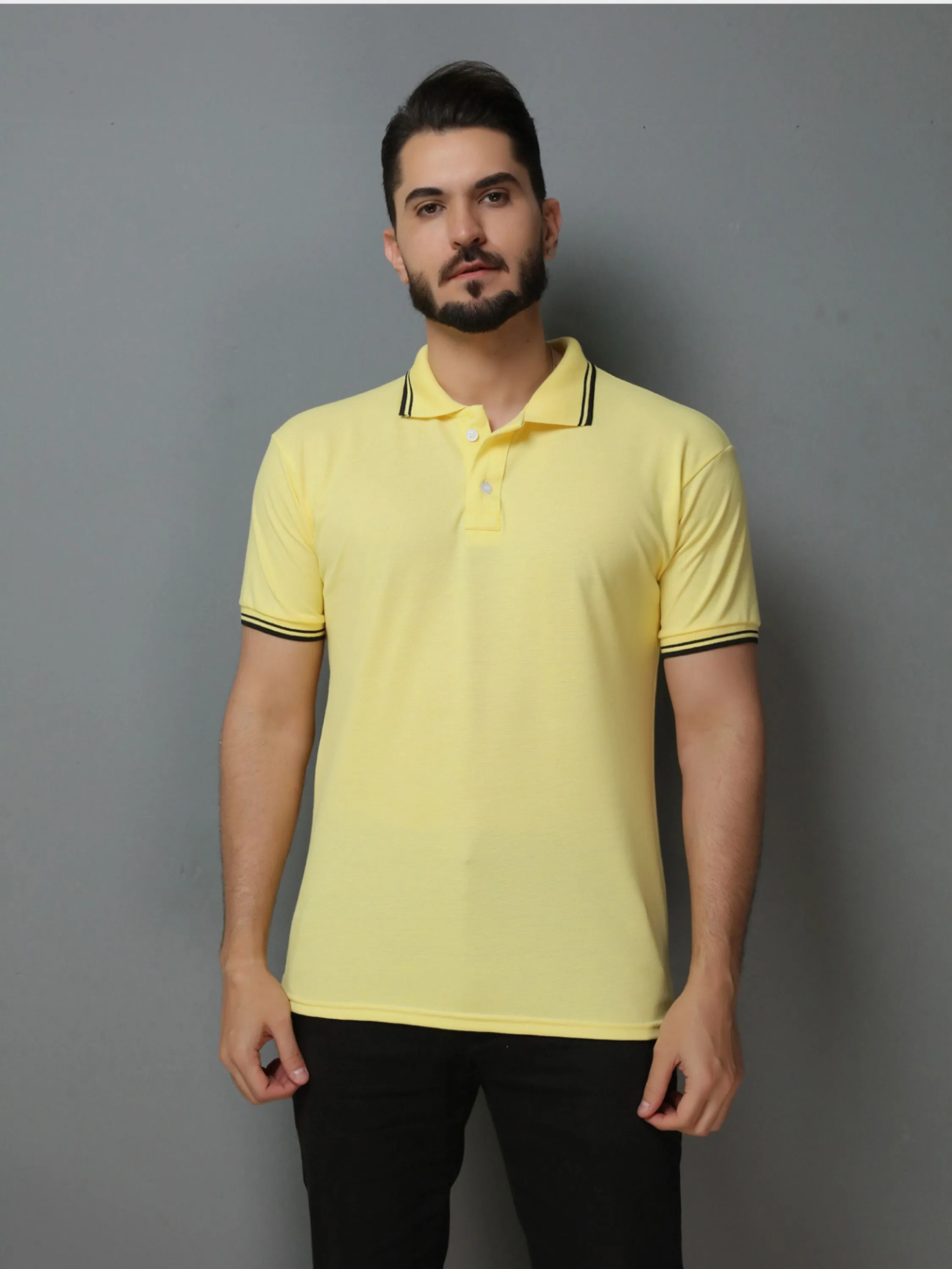 Camiseta polo masculino manga curto gola com faixa