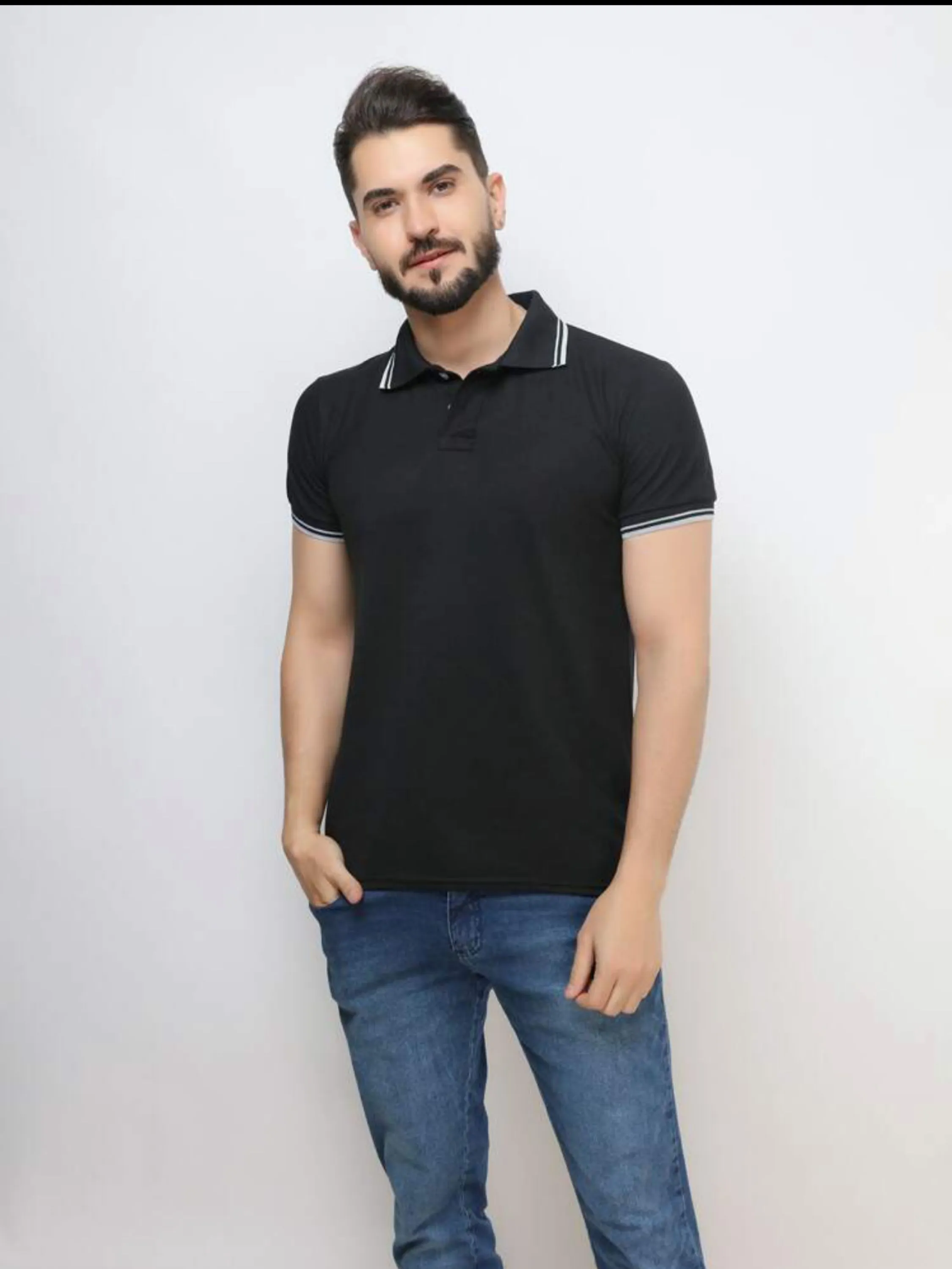 Camiseta polo masculino básica malha de pique ht