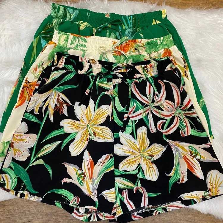 Short e bermudas plus size G1 G2 G3 poliéster estampas moda Verão Lili moda Feminina