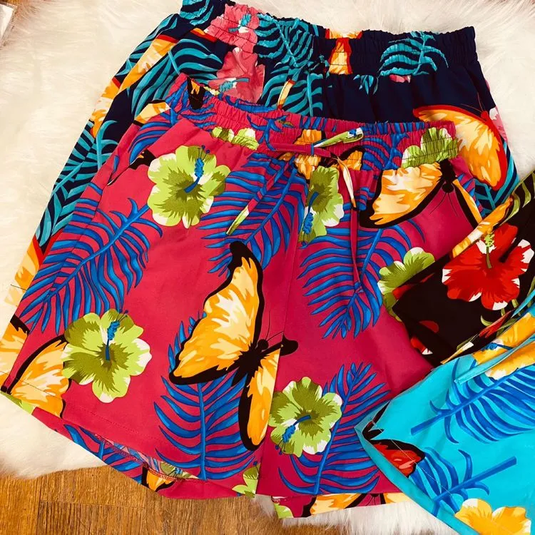 Short e bermudas poliéster estampas moda Verão Lili moda Feminina