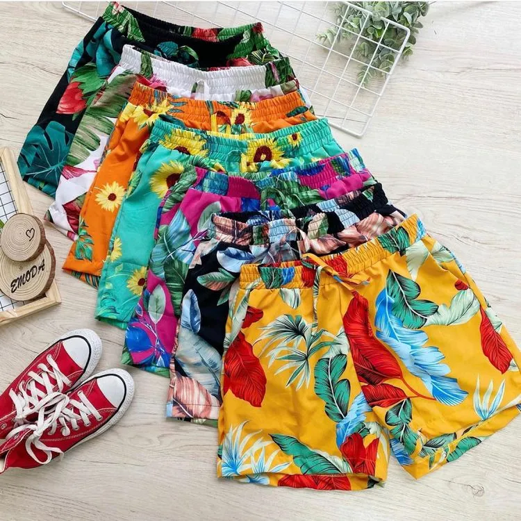 Short e bermudas poliéster estampas moda Verão Lili moda Feminina