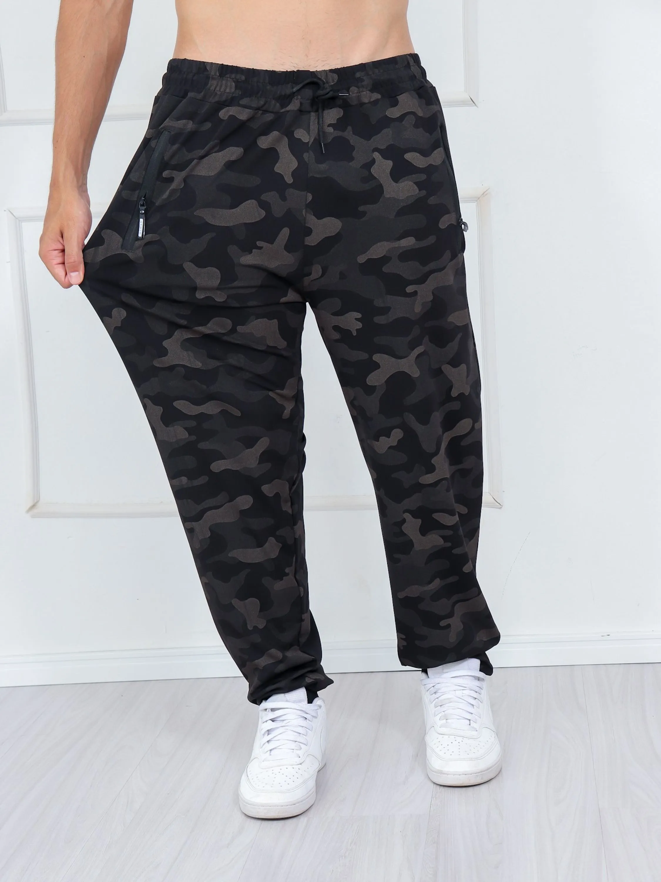 Calça camuflada masculina calça moletom