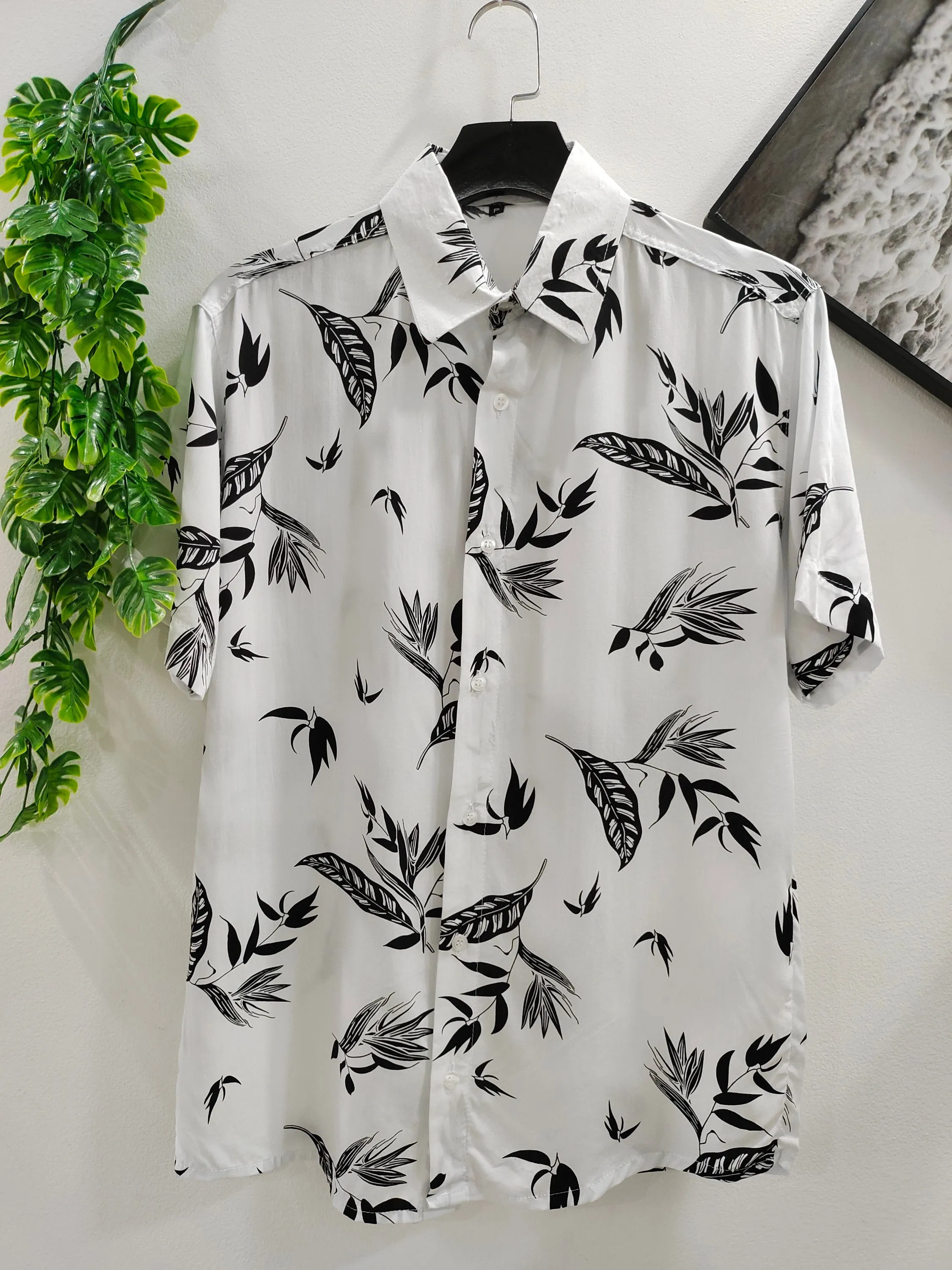 Camisa Floral Havaiana Praia Verão Masculino Manga Curta De Botão Tecido Viscose