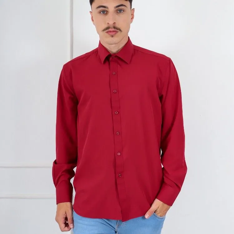 Camisa masculina de manga longer de cor lisa