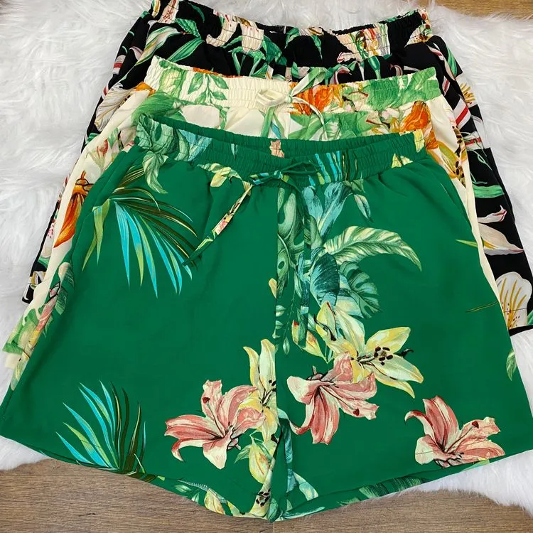 Blusa short e bermudas plus size poliéster estampas moda Verão Lili moda Feminina