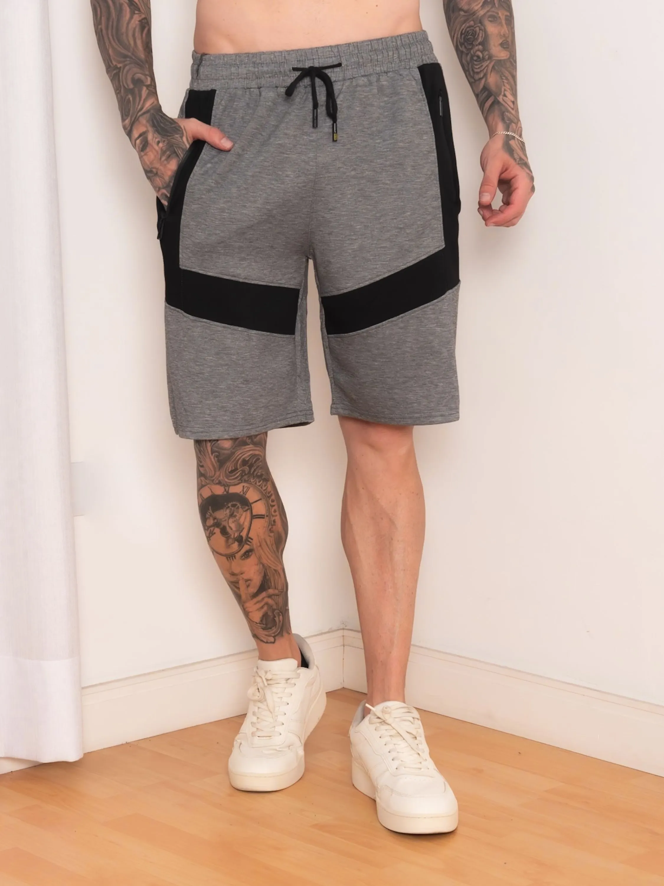 CHENLIP Bermuda short masculino moletinho moletom importado Sport casual com bolso com zíper